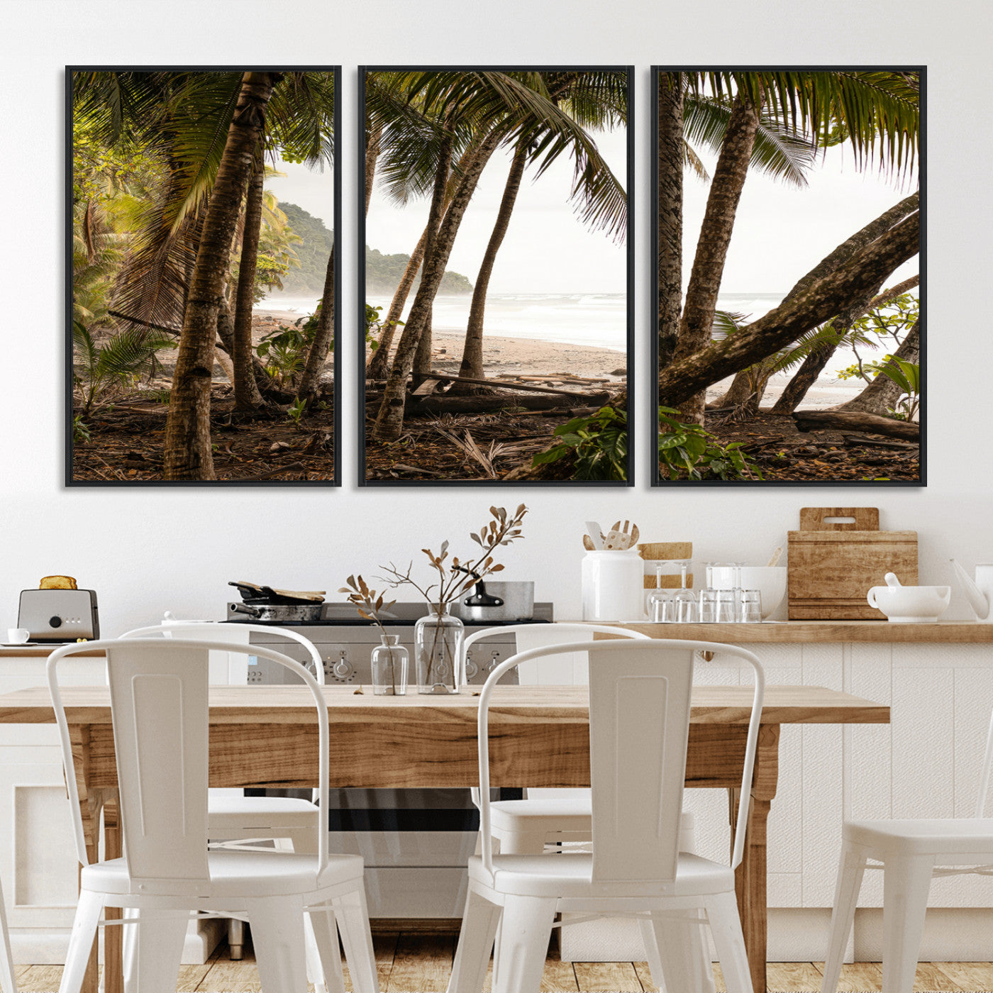 92093951-MGV-CV-36X24-Tropical Jungle Wall Art Canvas Print, Framed Palm Tree Forest Art Picture Print, Coastal Escape Perfect Jungle Retreat Decor