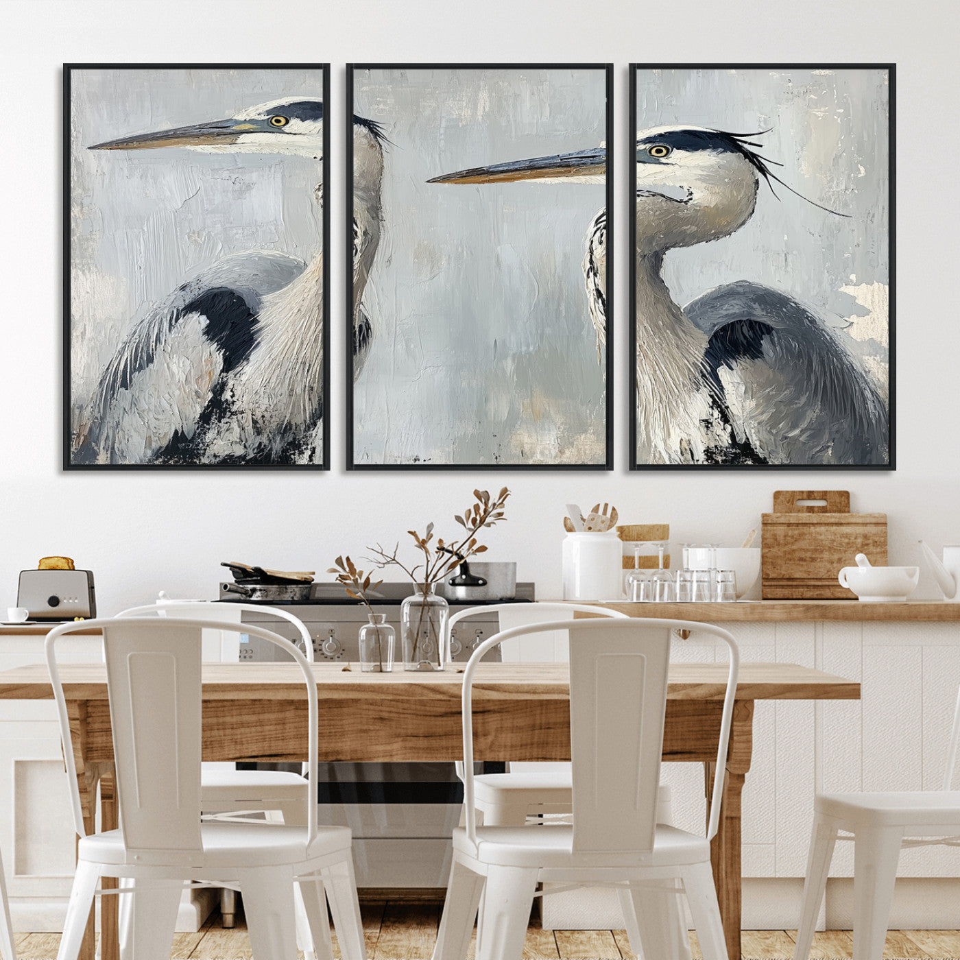 19427826-MGV-CV-36X24-Bird Canvas Decor Wall Art Canvas Print, Framed Coastal Bird Pair Art Picture Print, Minimalist Wildlife Wall Perfect Coastal