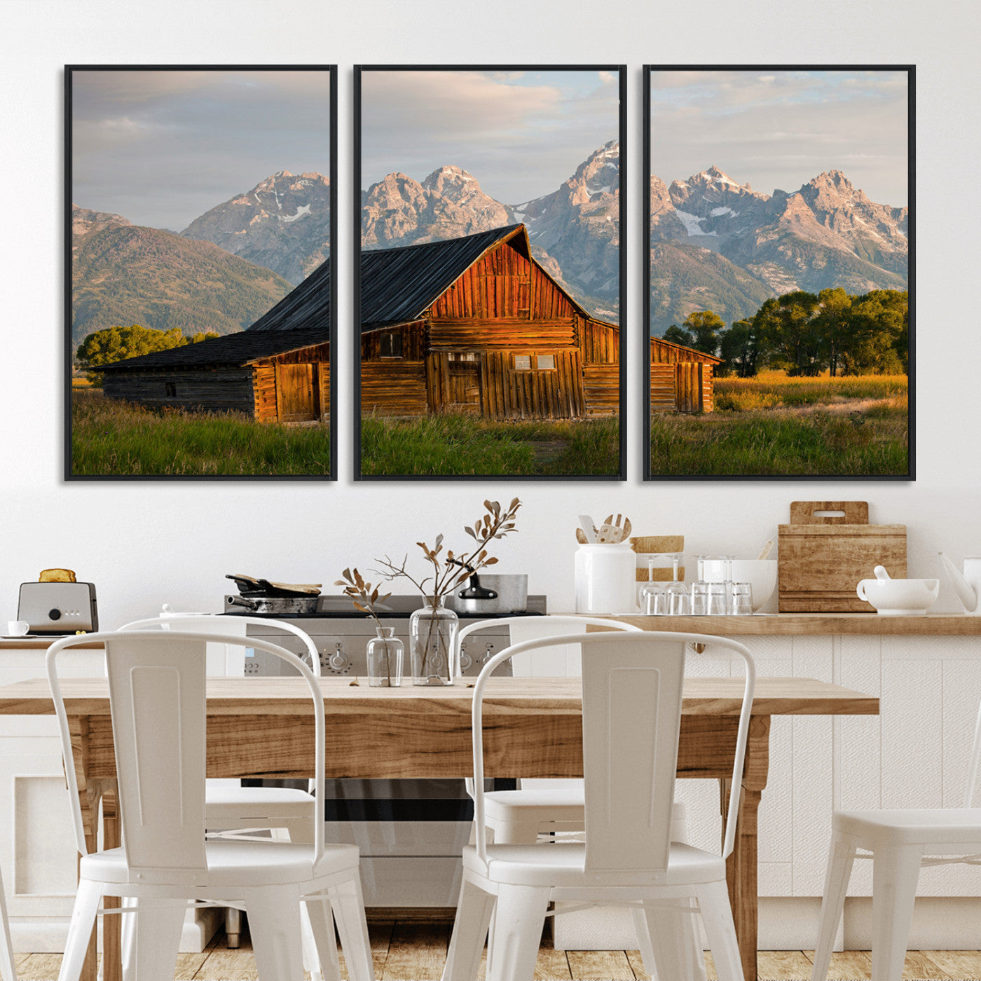31771014-MGV-CV-36X24-Rustic Barn Wall Art Canvas Print, Framed Western Landscape Art Picture Print, Farmhouse Style Perfect Rustic Farmhouse Decor