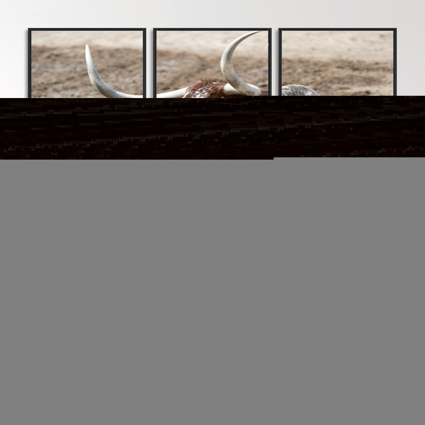 MGV-FC-60X30-3P - Texas Longhorn Wall Art Canvas Print, Framed Country Living Art Picture Print, Farmhouse Aesthetic Perfect Western Rustic Decor Artwork