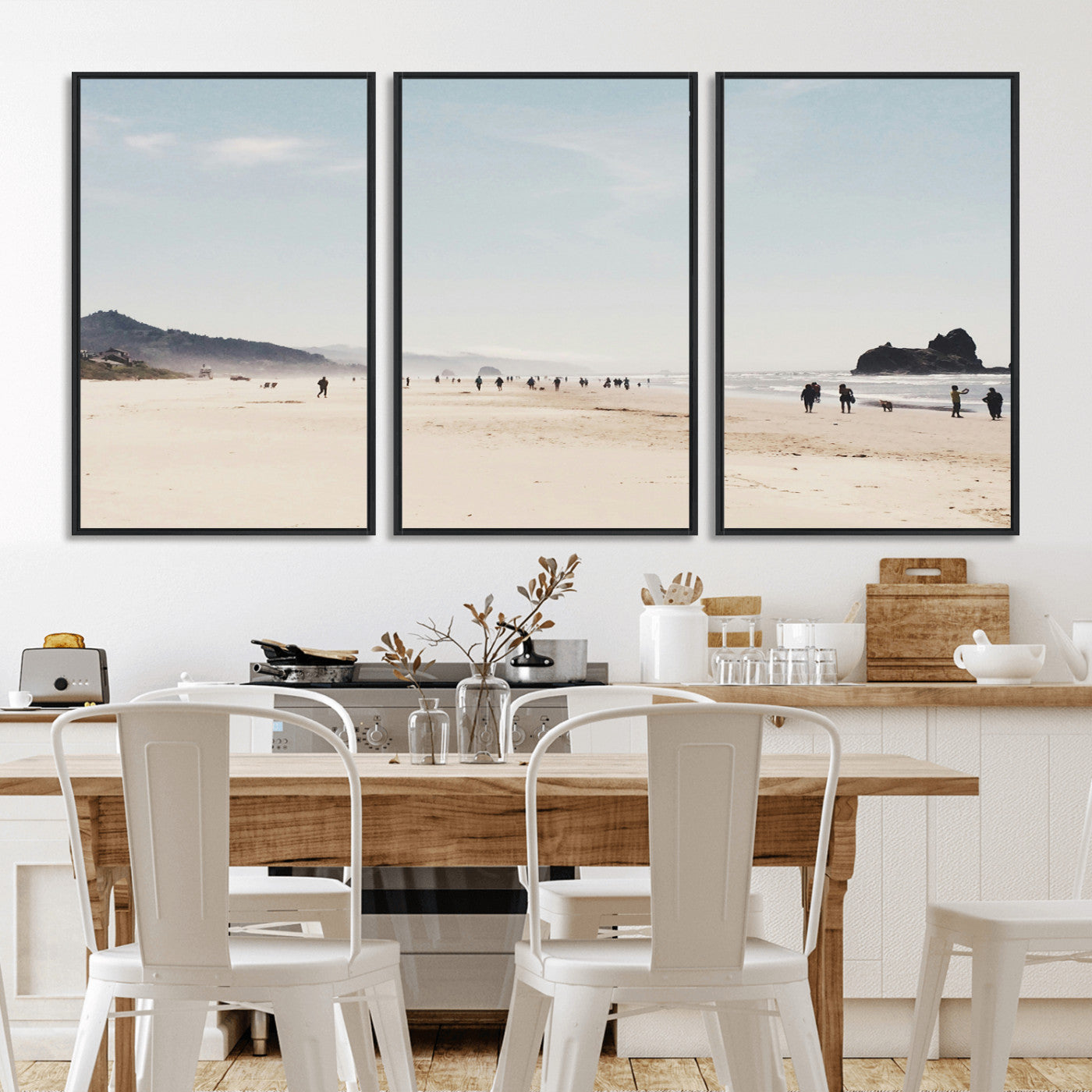 28307820-MGV-CV-36X24-Minimalist Beach Wall Art Canvas Print, Framed Coastal Serenity Art Picture Print, Soft Sand Perfect Modern Coastal Decor Artwork