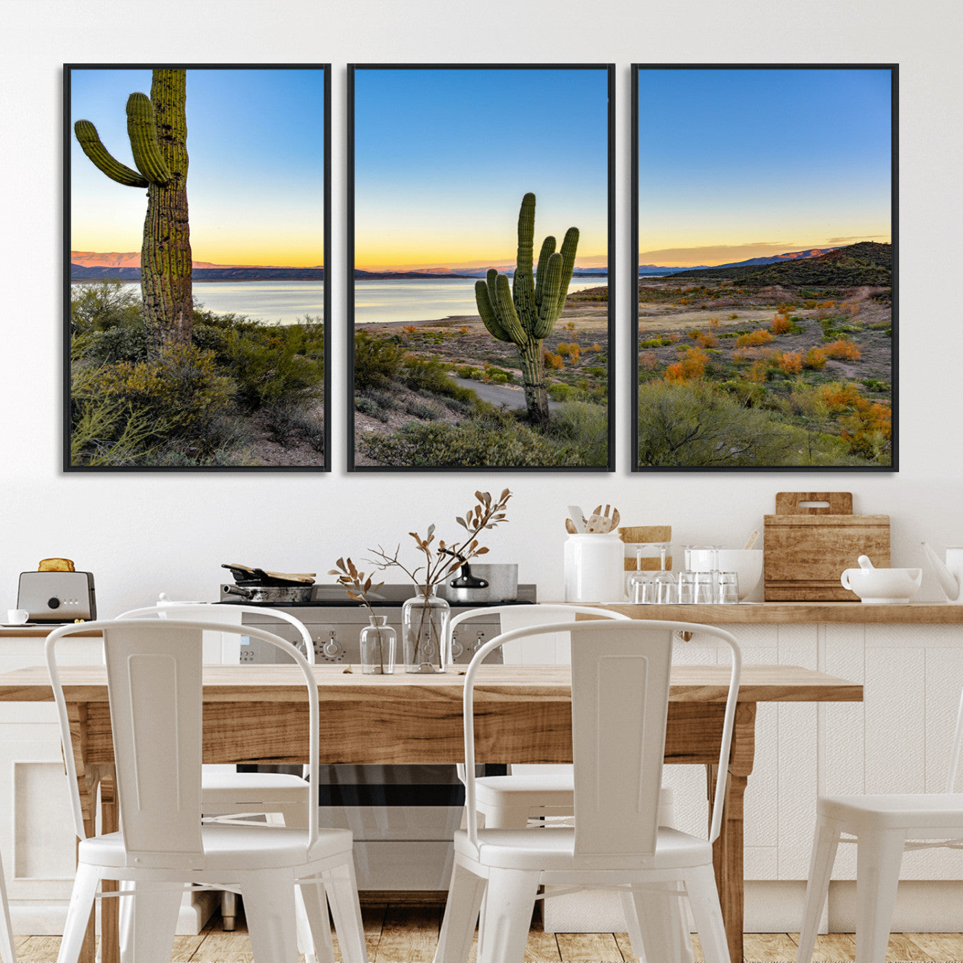 52844711-MGV-CV-36X24-Saguaro Cactus Wall Art Canvas Print, Framed Desert Sunset Art Picture Print, Southwestern Scene Perfect Southwestern Rustic Decor