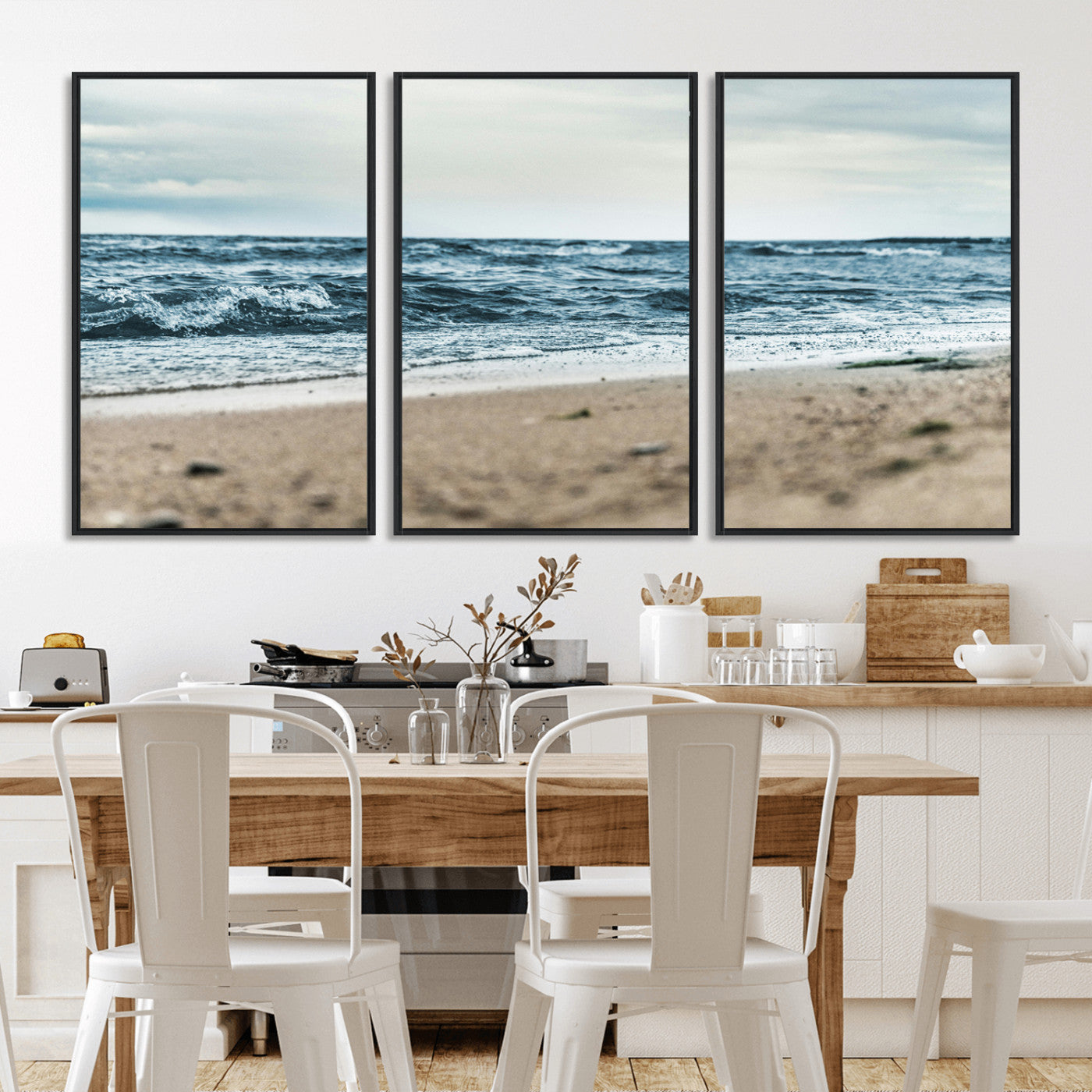 81812590-MGV-CV-36X24-Ocean Wall Art Wall Art Canvas Print, Framed Coastal Canvas Art Picture Print, Moody Seascape Perfect Coastal Minimalist Decor