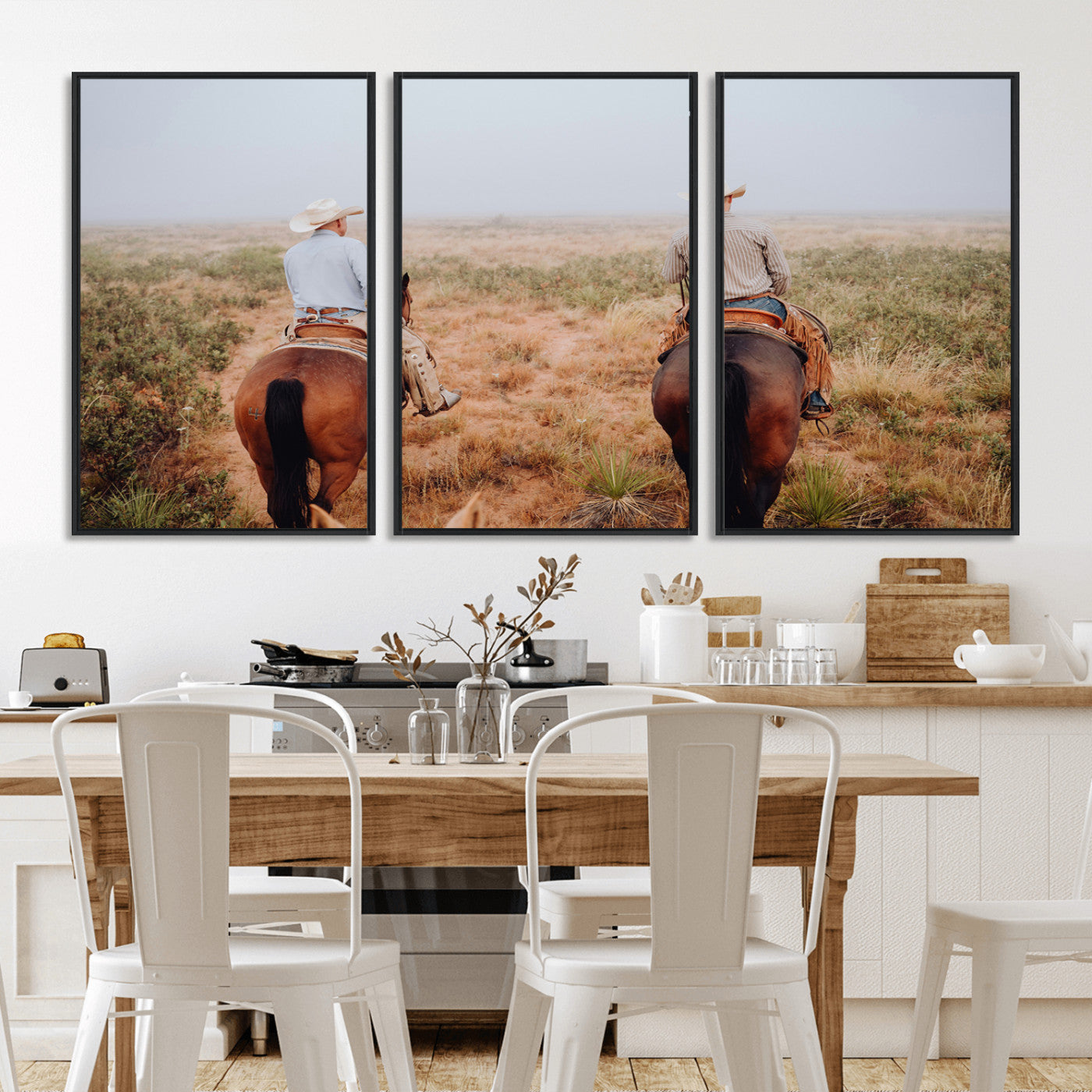 54943176-MGV-CV-36X24-Cowboy Wall Art Wall Art Canvas Print, Framed Western Canvas Art Picture Print, Rustic Ranch Scene Perfect Rustic Western Decor