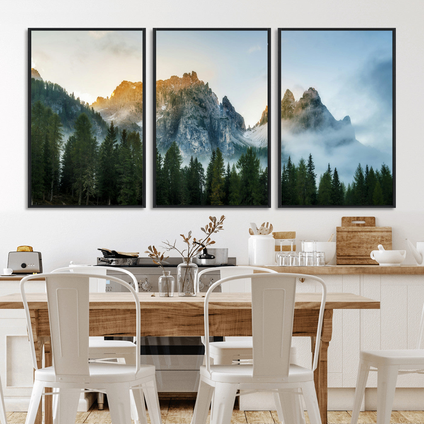 21145440-MGV-CV-36X24-Wilderness Wall Art Wall Art Canvas Print, Framed Nature Landscape Decor Art Picture Print, Misty Forest Photography Perfect