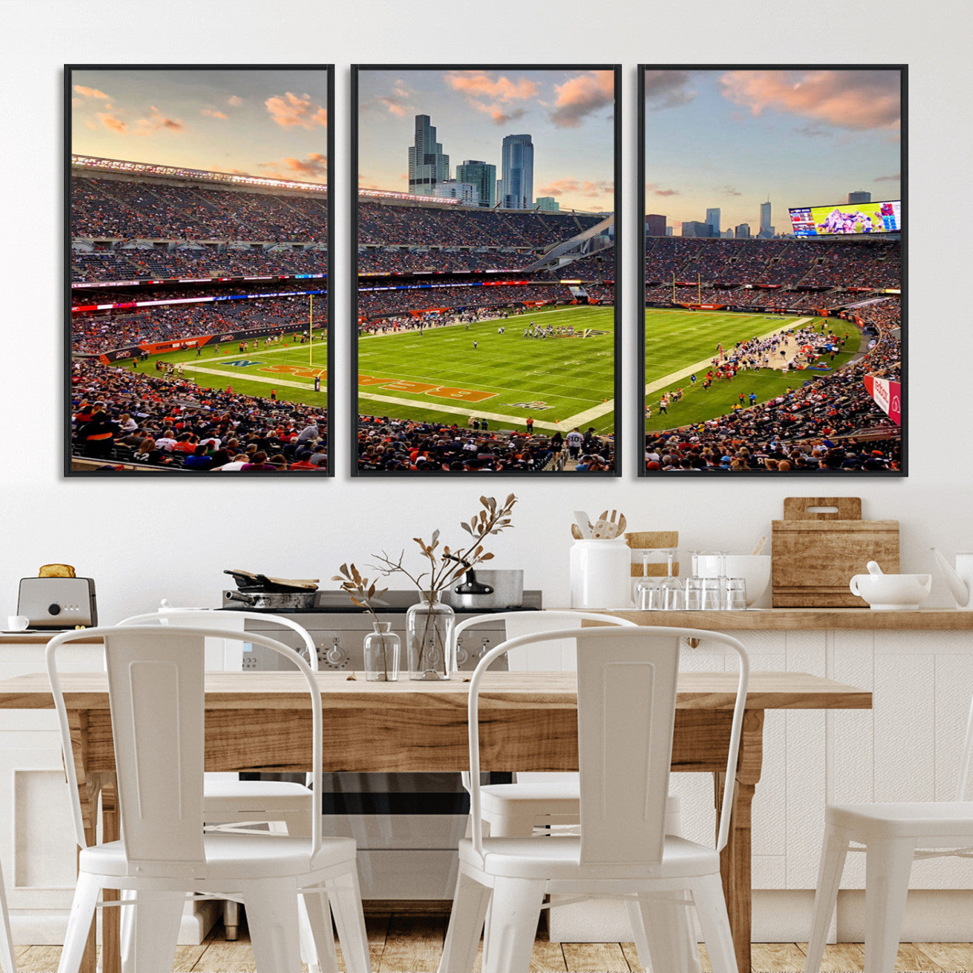 55377093-MGV-CV-36X24-Soldier Field Wall Art – Panoramic Chicago Bears Football Stadium Canvas Print, Game Day Sports Decor for Man Cave, Bar, Office,