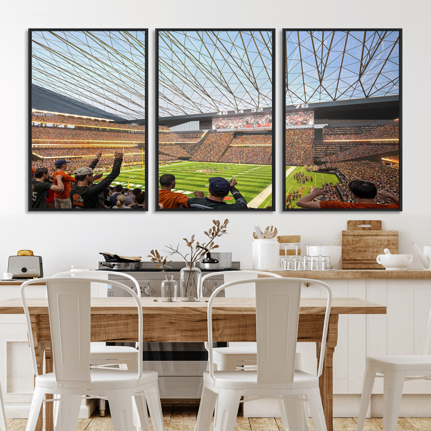 81960112-MGV-CV-36X24-Futuristic Football Stadium Wall Art – Modern Dome Arena Canvas Print, Chicago Bears Concept Design Sports Decor for Man Cave or