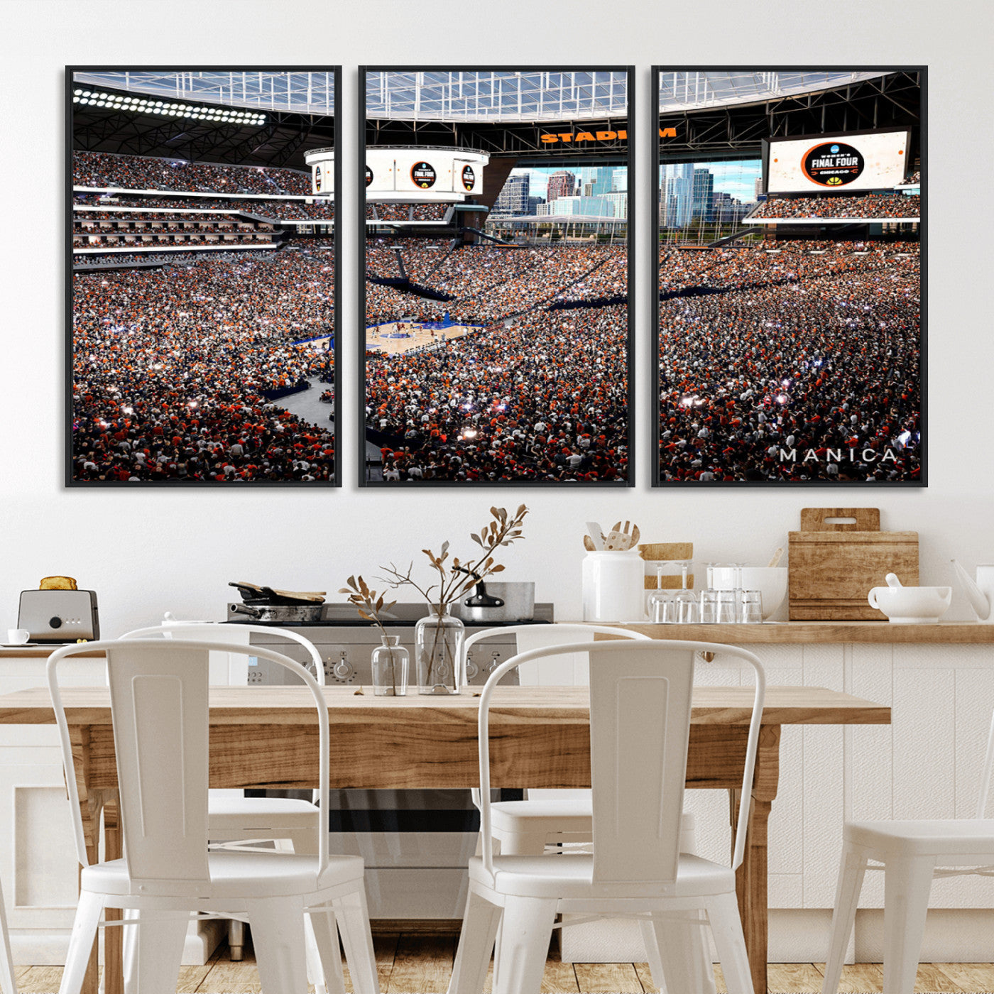 38616413-MGV-CV-36X24-Chicago Dome Stadium Wall Art – Futuristic Basketball Final Four Arena Canvas Print, Modern Sports Fan Decor for Man Cave or