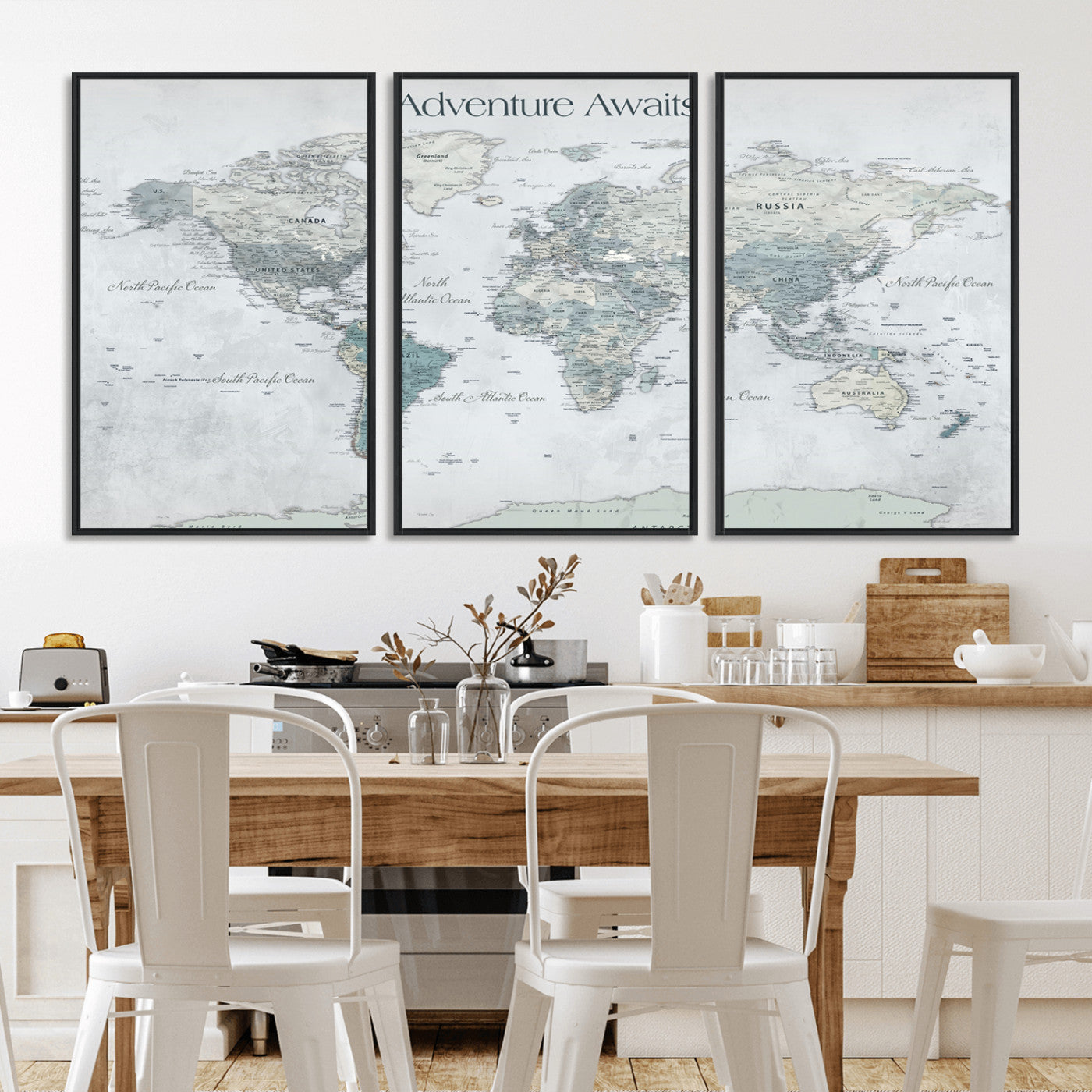 TEST111-MGV-CV-36X24-Personalized Adventure Awaits Push Pin World Map – Custom Framed Travel Tracker Canvas Wall Art for Home, Office