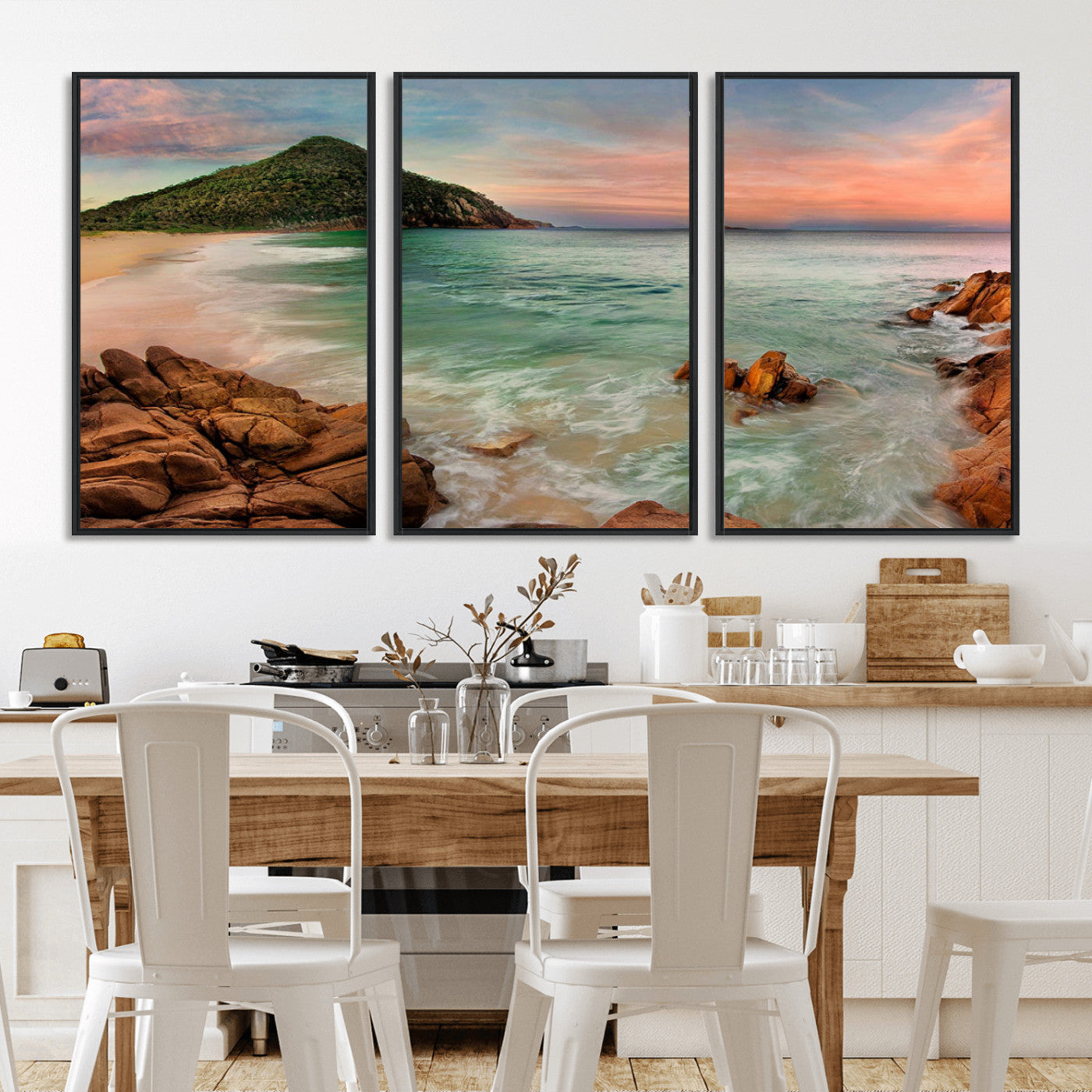 53831025-MGV-CV-36X24-Coastal Landscape Wall Art – Tropical Beach Ocean Canvas Print, Sunset Mountain View Photography Decor for Living Room, Bedroom,