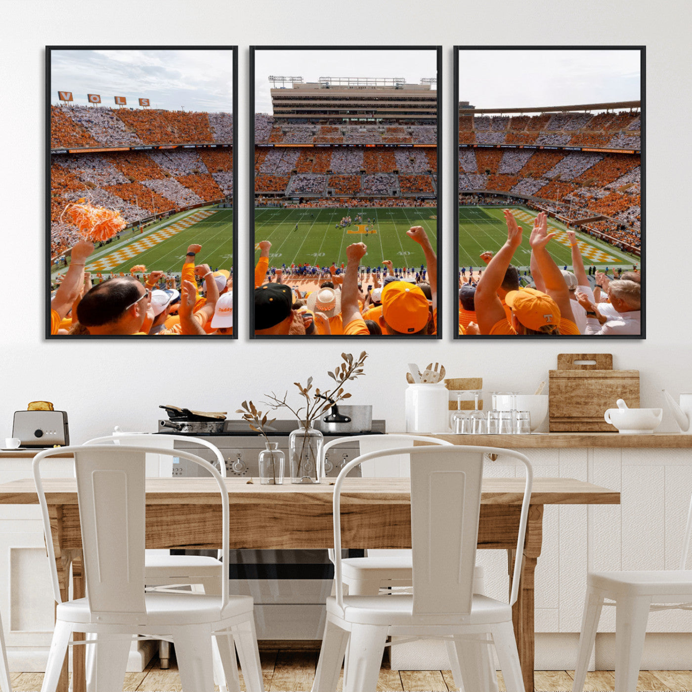 76011417-MGV-CV-36X24-Tennessee Volunteers Wall Art – Neyland Stadium Checkerboard Crowd Canvas Print, Vols Football Game Day Fan Perspective Sports