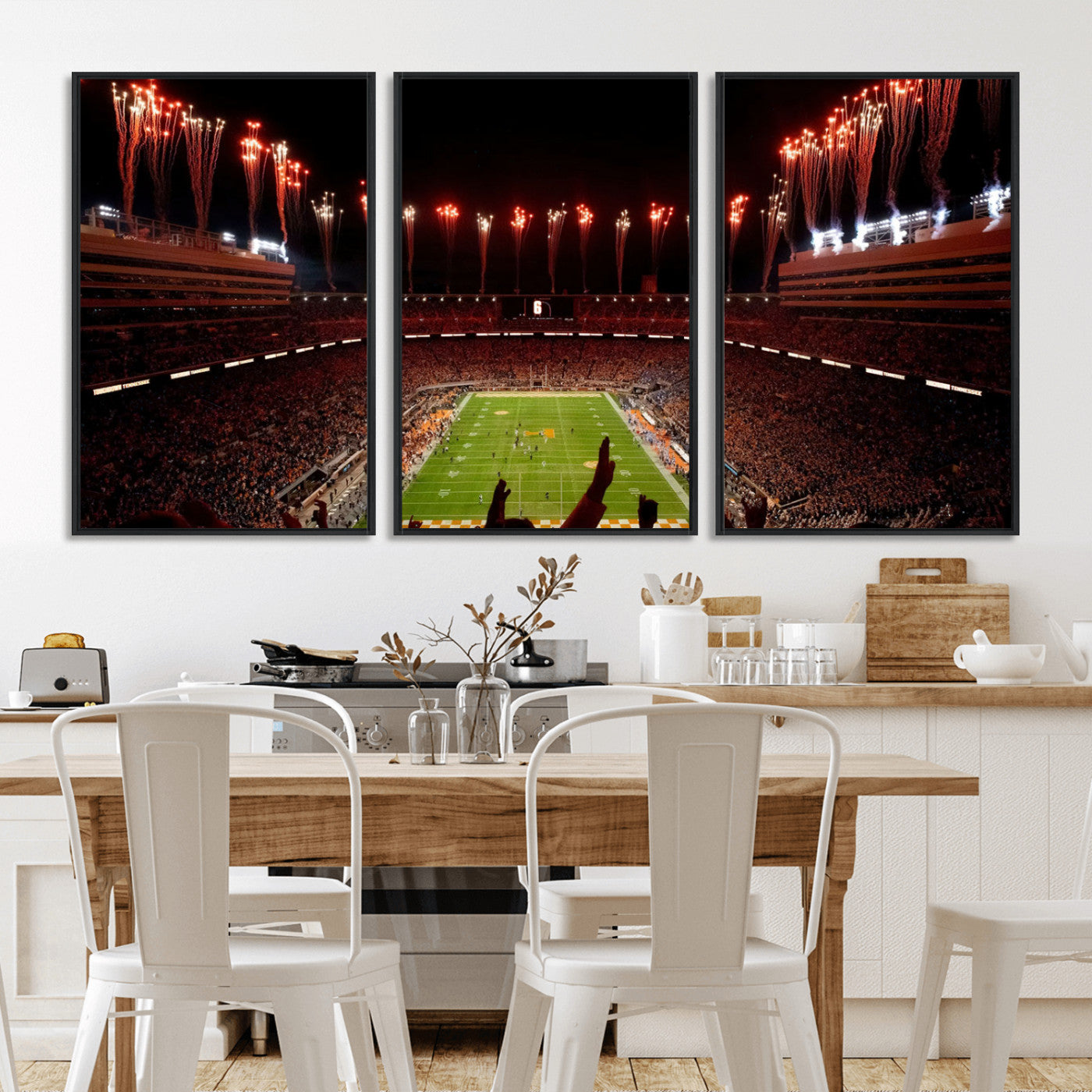 73358115-MGV-FC-60X30-3P_Black-Neyland Stadium Wall Art – Panoramic Tennessee Volunteers Night Game Canvas Print, Fireworks Football Celebration Sports Decor for