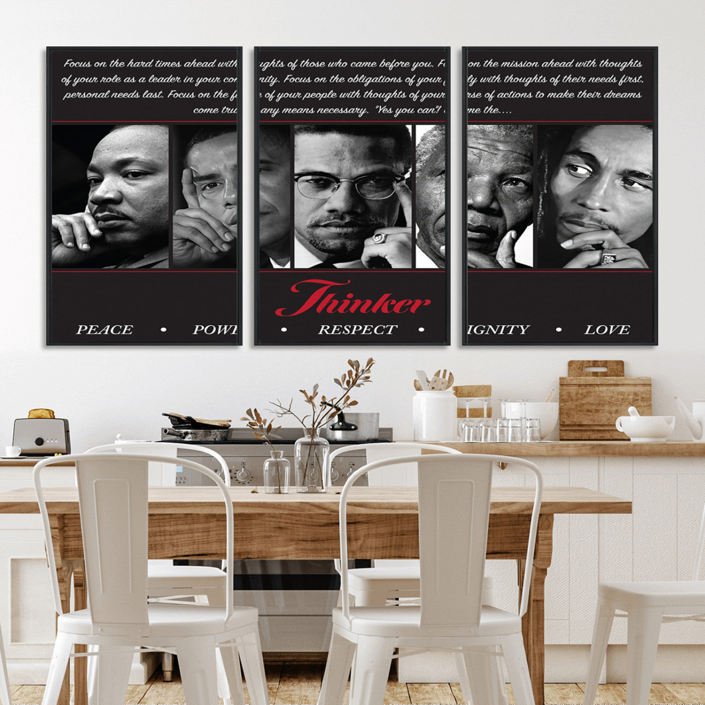 45112-MGV-CV-36X24-Black Icons Wall Art Canvas Print, Framed Thinker Art Picture Print, Motivational Quote Perfect Cultural Modern Decor Artwork