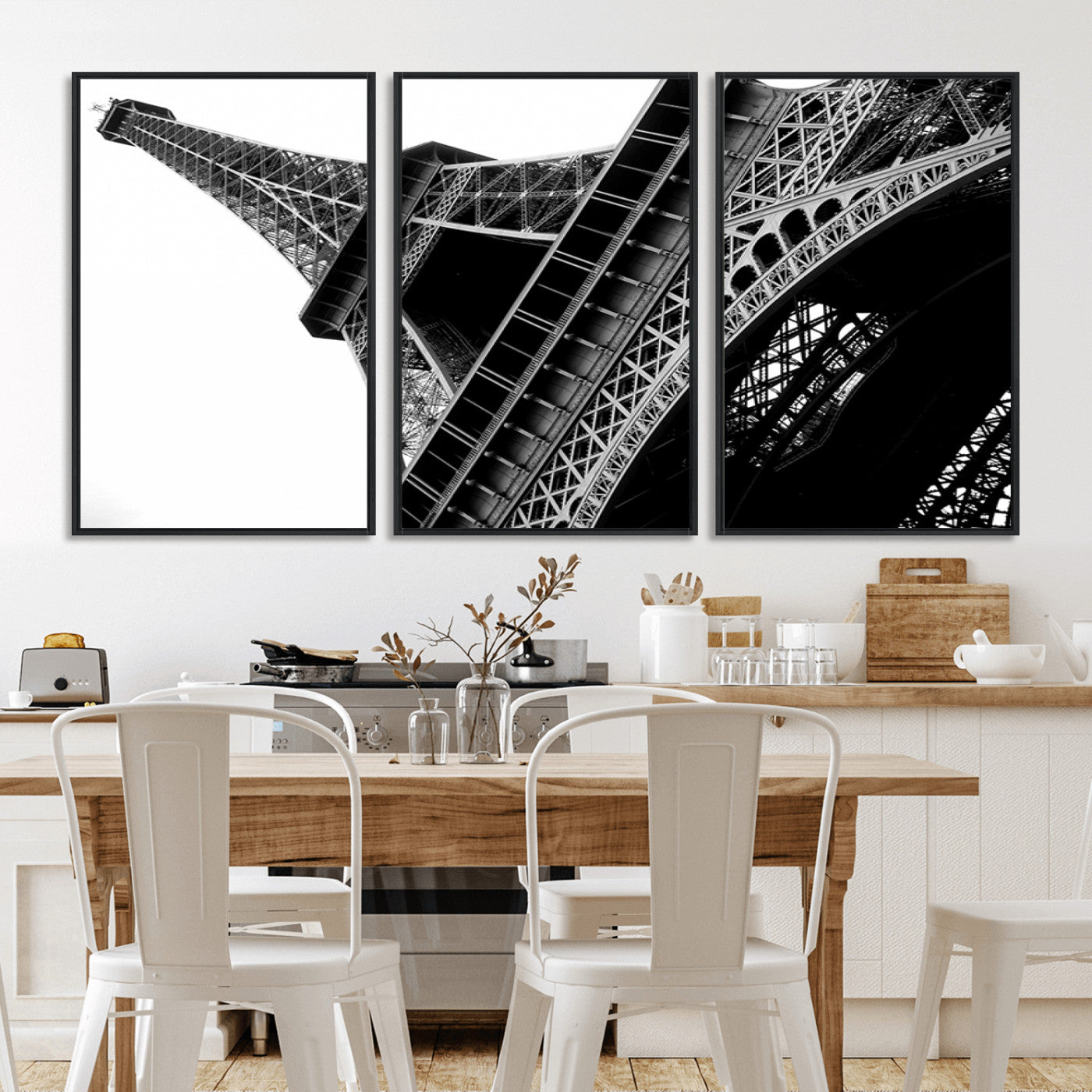 89033-MGV-CV-36X24-Eiffel Tower Wall Art – Dramatic Black and White Architectural Canvas Print, Modern Paris Decor for Office, Living Room or