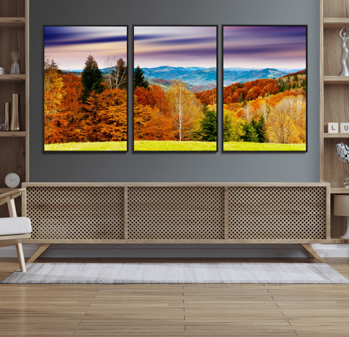 58007-MGV-CV-36X24-Autumn Mountain Landscape Wall Art – Stunning Fall Forest Canvas Print, Cozy Nature Decor for Home or Office