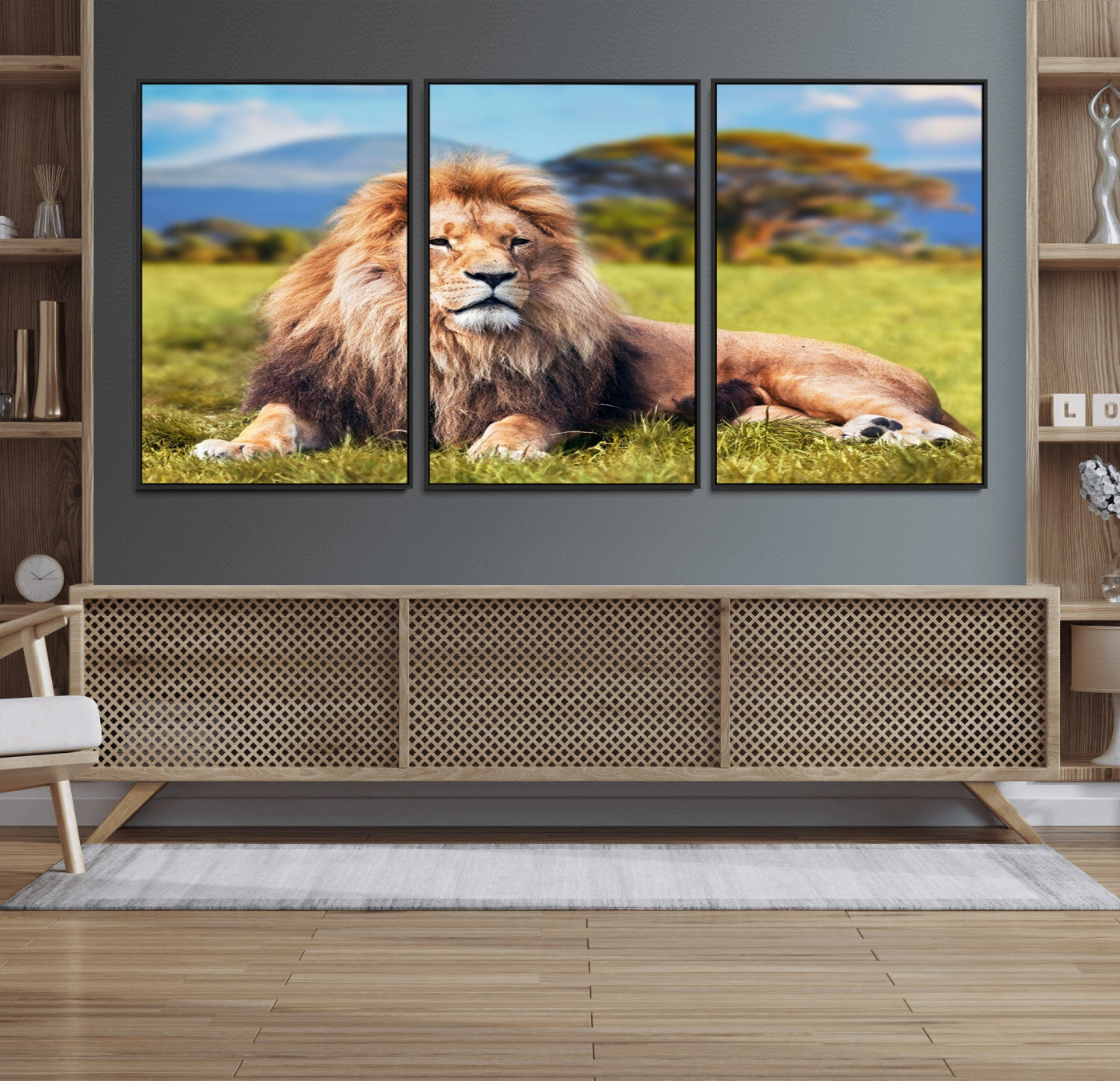 67826-MGV-CV-36X24-Majestic Lion Wall Art – King of the Jungle Canvas Print, Safari Wildlife Decor for Living Room, Office, or Man Cave