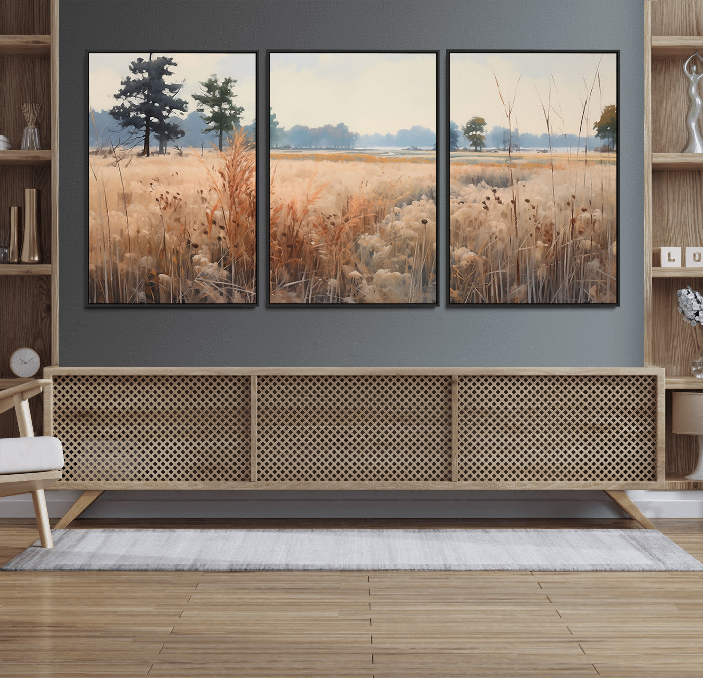 98822-MGV-CV-36X24-Autumn Meadow Wall Art – Tranquil Grassland Landscape Canvas Print, Rustic Country Decor for Living Room, Bedroom or Farmhouse