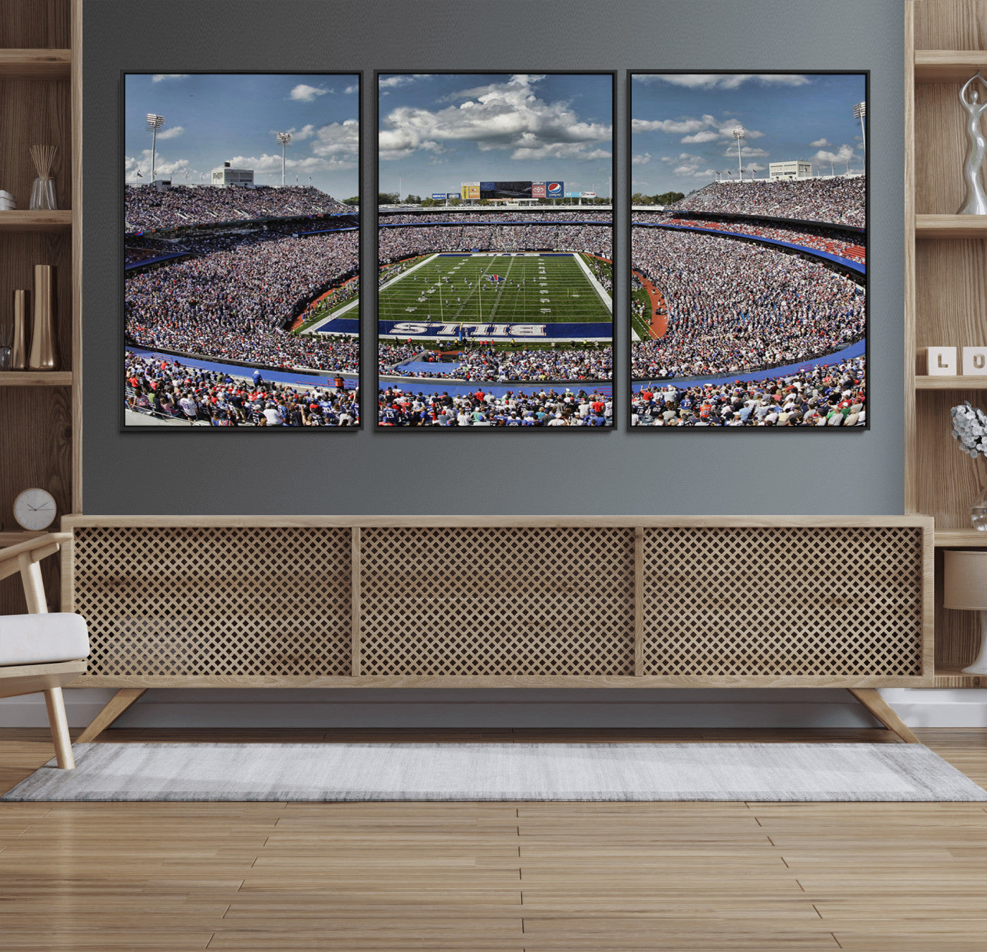 76491-MGV-CV-36X24-Buffalo Bills Stadium Wall Art Canvas Print, Framed Bills Stadium Art Picture Print, Highmark Stadium Perfect Sport Room Decor
