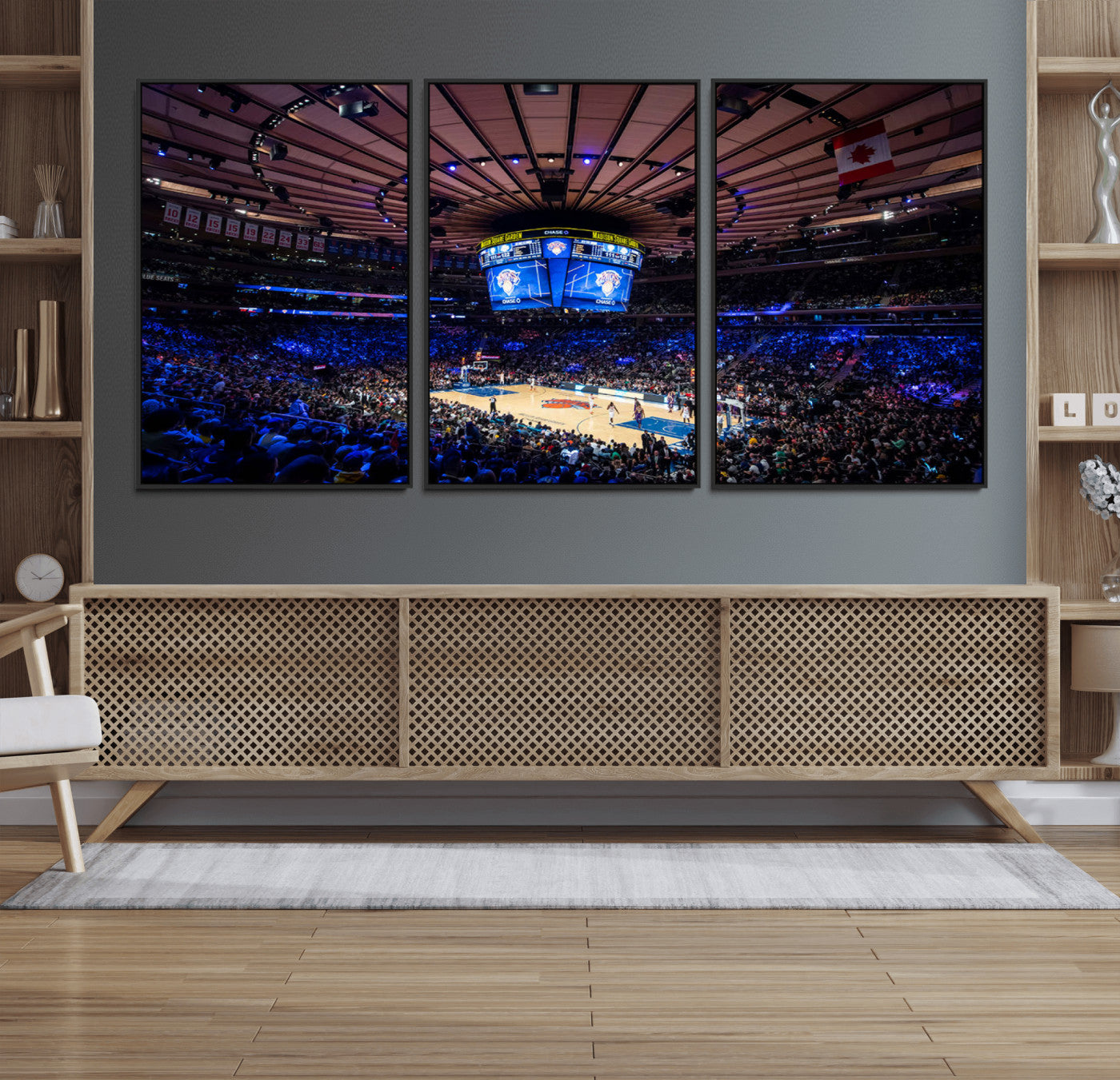 20491-MGV-CV-36X24-Madison Square Garden Wall Art Canvas Print, Framed New York Stadium Art Picture Print, MSG Stadium Perfect Sport Room Decor