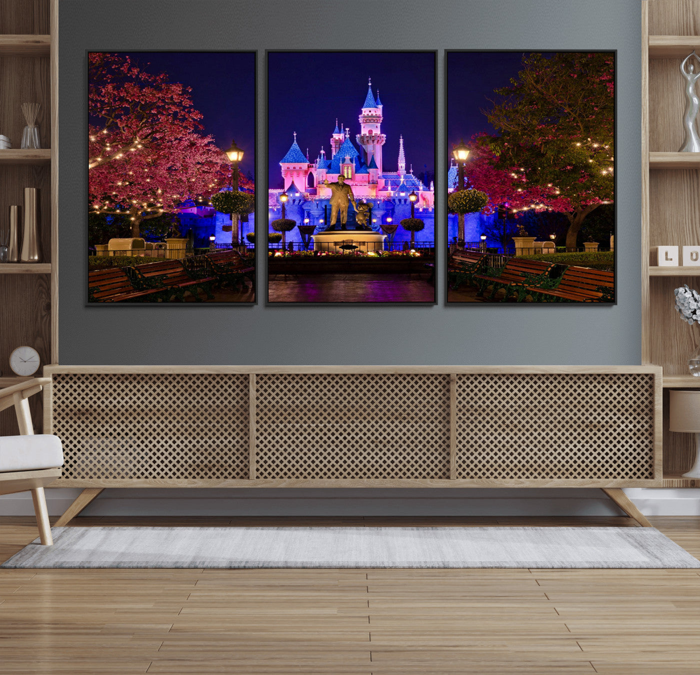 79435-MGV-CV-36X24-Disney Castle Wall Art Canvas Print, Framed Magic Kingdom Art Picture Print, Disney World Perfect Child Room Decor Artwork