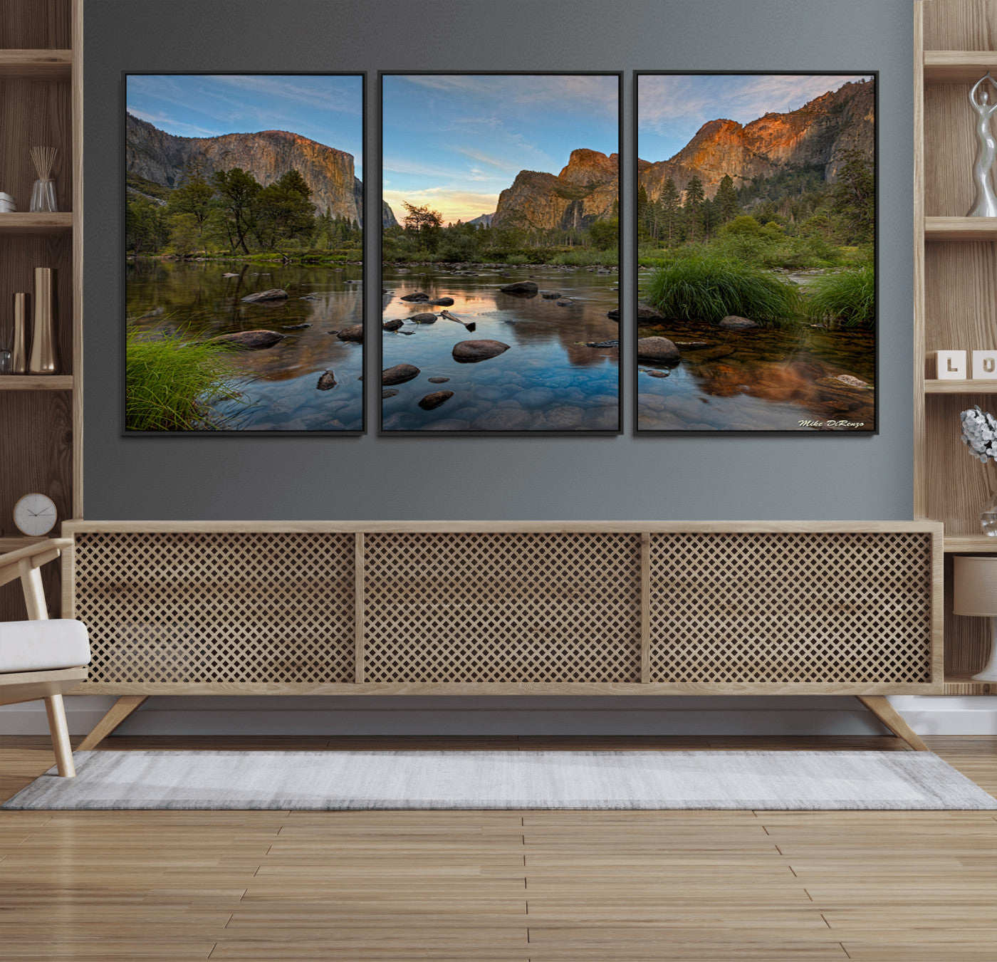 55893831-MGV-FC-60X30-3P_Black-Yosemite Valley Wall Art Canvas Print, Framed El Capitan Art Picture Print, Sierra Landspace Perfect Rustic Nature Decor Artwork
