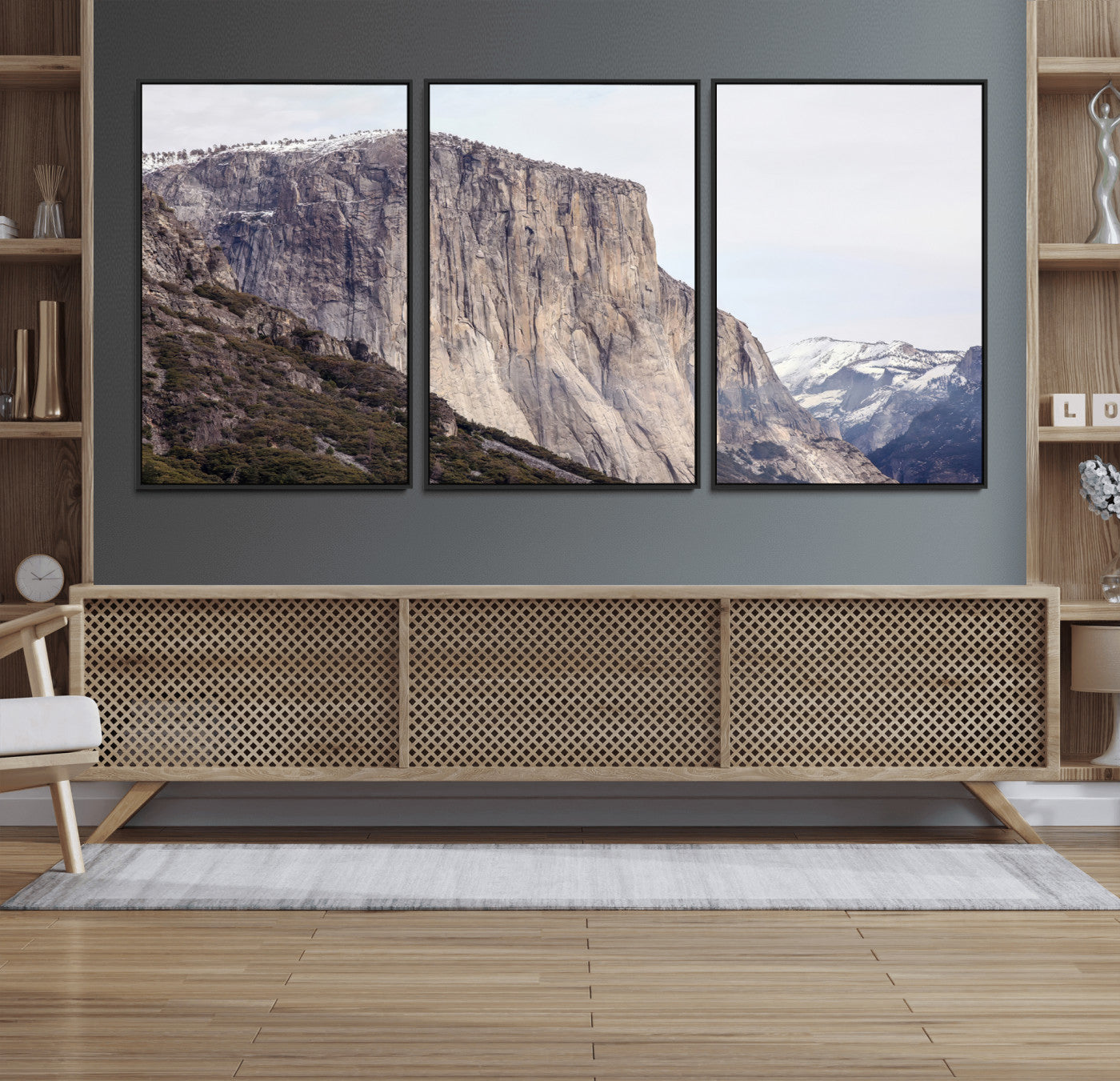 74506434-MGV-CV-36X24-El Capitan Wall Art Canvas Print, Framed Yosemite Cliff Art Picture Print, Sierra Nevada Perfect Sierra Minimalism Decor Artwork