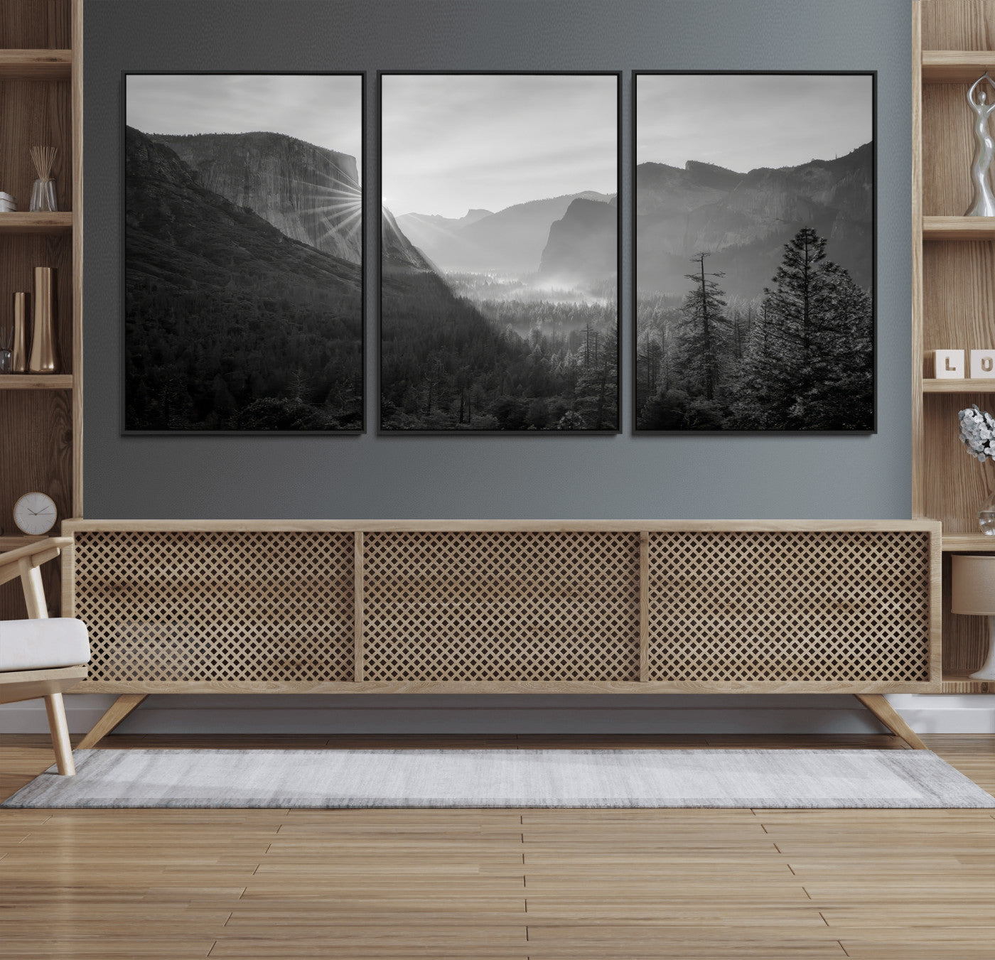 39278955-MGV-CV-36X24-Yosemite Valley Wall Art Canvas Print, Framed El Capitan Art Picture Print, Misty Mountain Perfect Modern Rustic Decor Artwork
