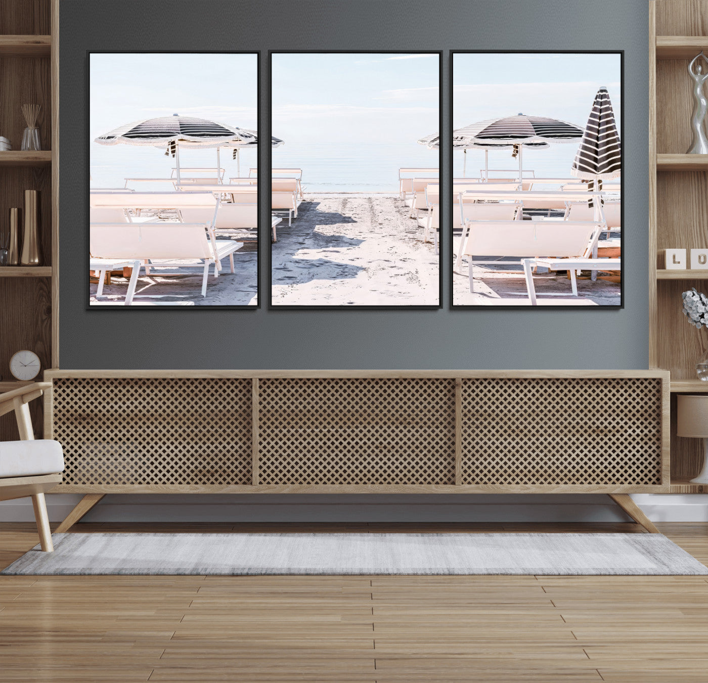 67623952-MGV-CV-36X24-Minimalist Beach Wall Art Canvas Print, Framed Pastel Sand Art Picture Print, Beach Aesthetic Perfect Coastal Minimalist Decor