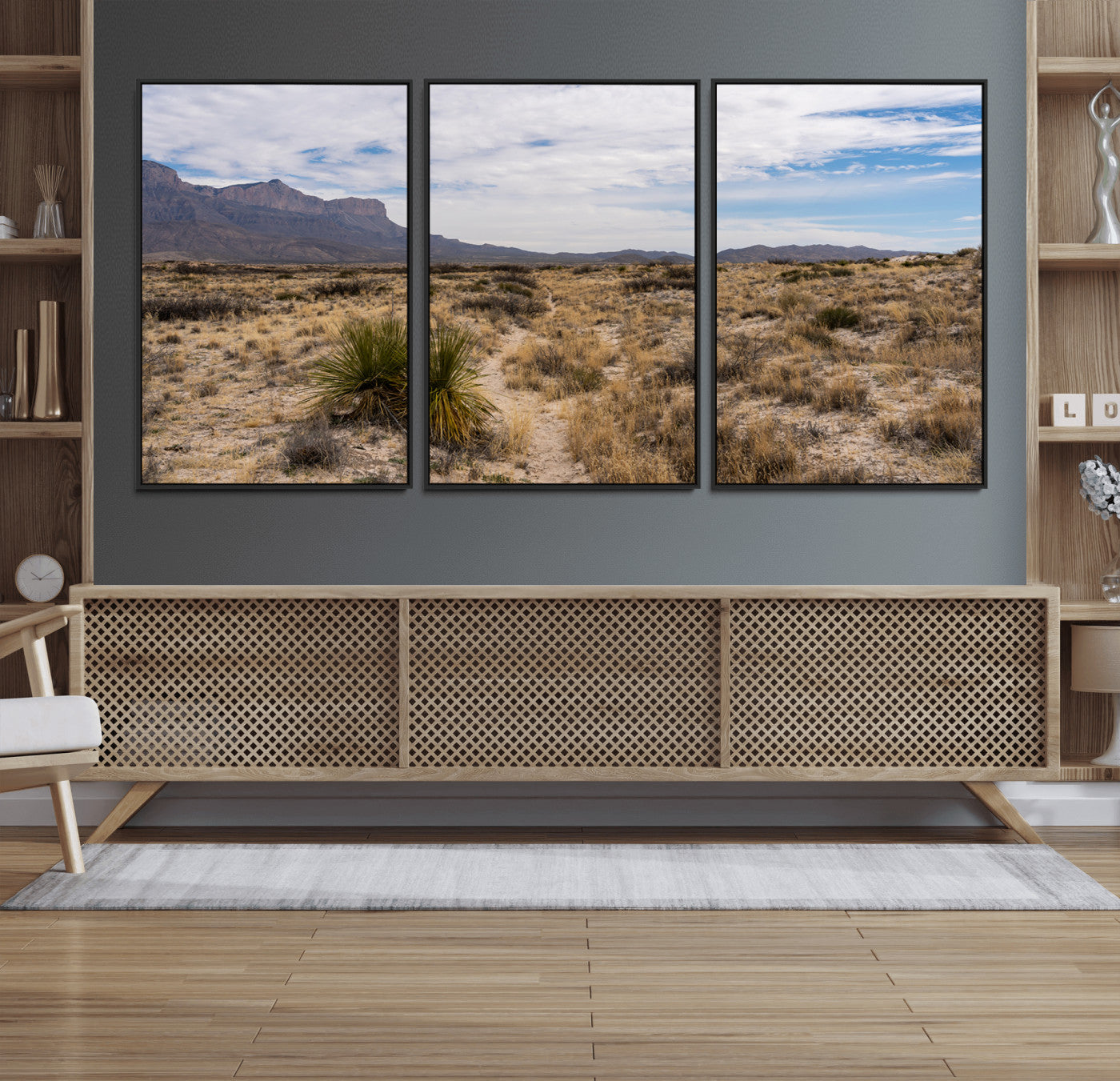 21606563-MGV-FC-60X30-3P_Black-Desert Mountain Wall Art – Southwest Landscape Photography Canvas Print, Rustic Nature Artwork Scenic Western Decor for Living