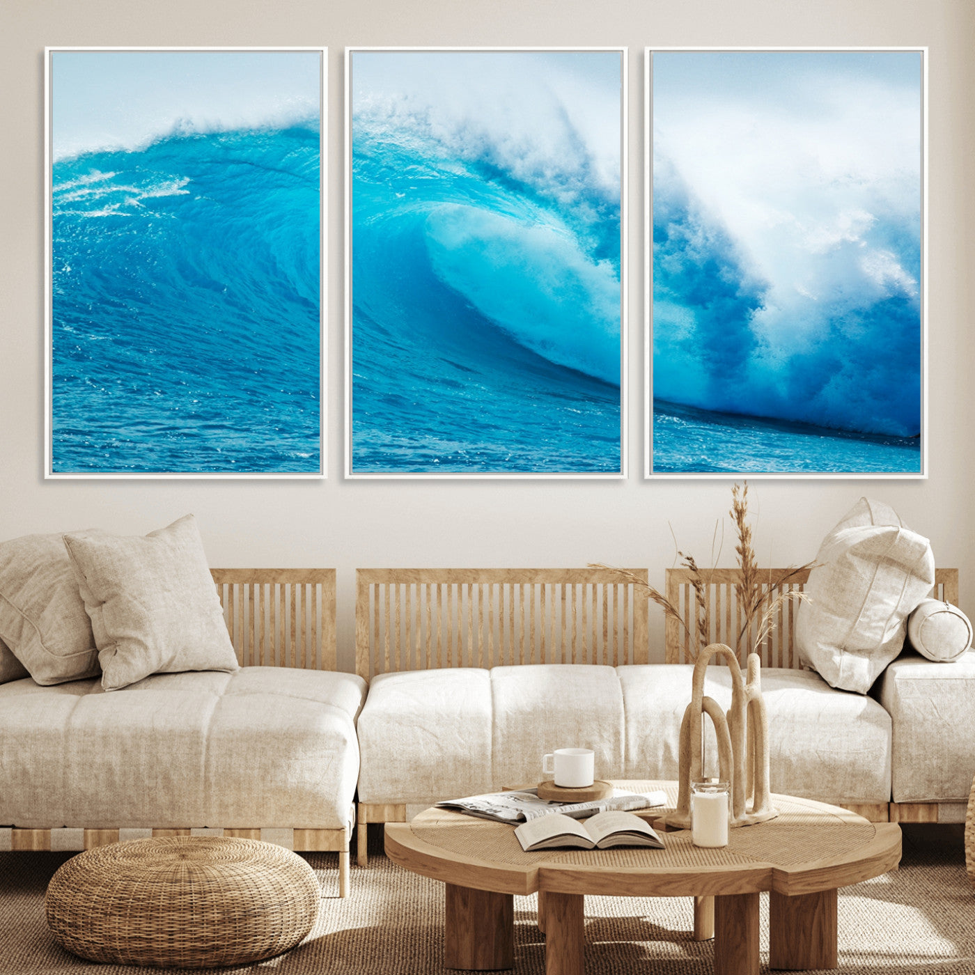 13117-MGV-CV-36X24-Ocean Wave Wall Art – Dynamic Blue Surf Canvas Print, Coastal Beach Decor for Living Room, Bathroom, Office, or Beach House