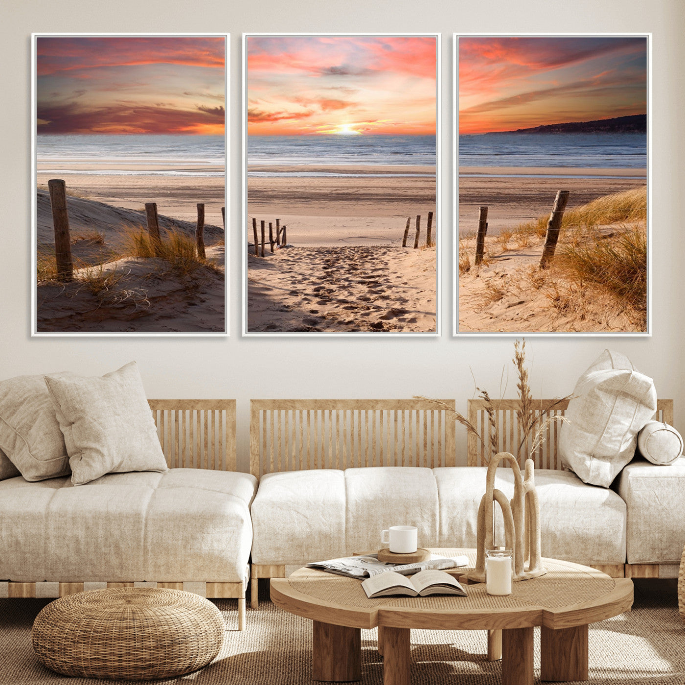 78111-MGV-CV-36X24-Sunset Pathway Wall Art – Panoramic Coastal Canvas Print, Tranquil Beach Decor for Living Room, Office or Bedroom