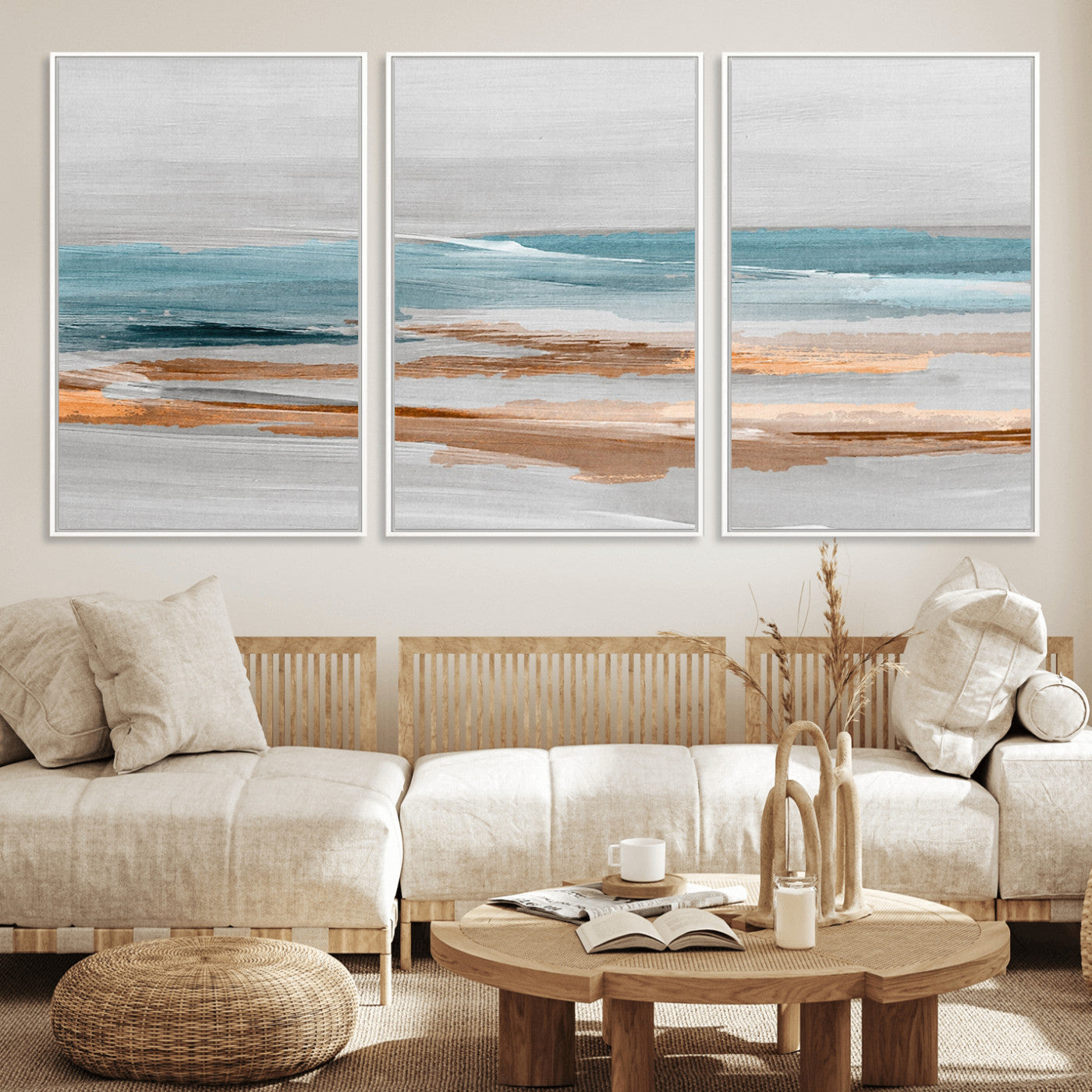 23430-MGV-CV-36X24-Abstract Coastal Wall Art – Modern Ocean Horizon Canvas Print, Minimalist Beach Scene Painting for Bedroom, Living Room, Office or