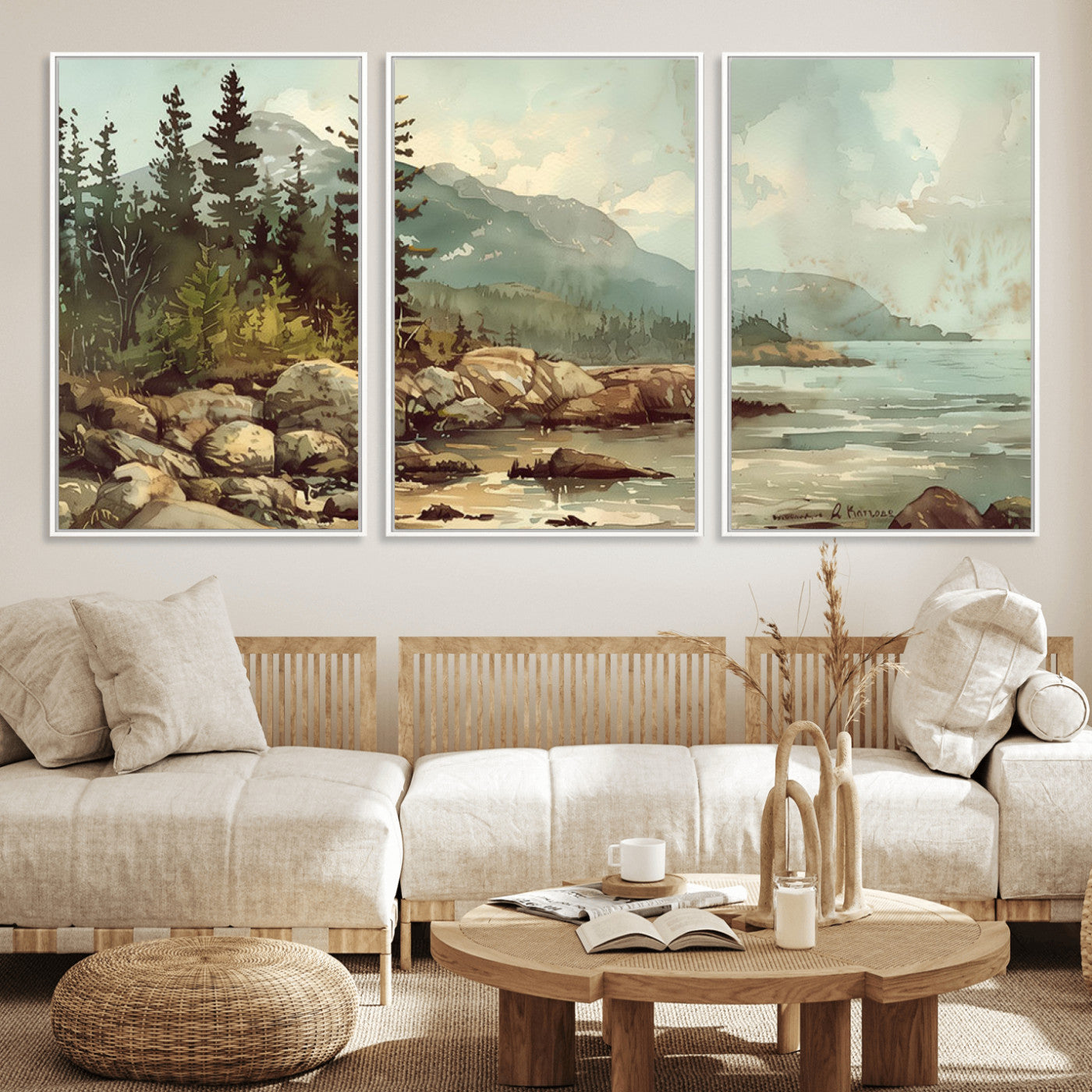24809-MGV-CV-36X24-Vintage Spring Wall Art Canvas Print, Framed Forest Landscape Art Picture Print, Acadia National Park Perfect Vintage Farmhouse