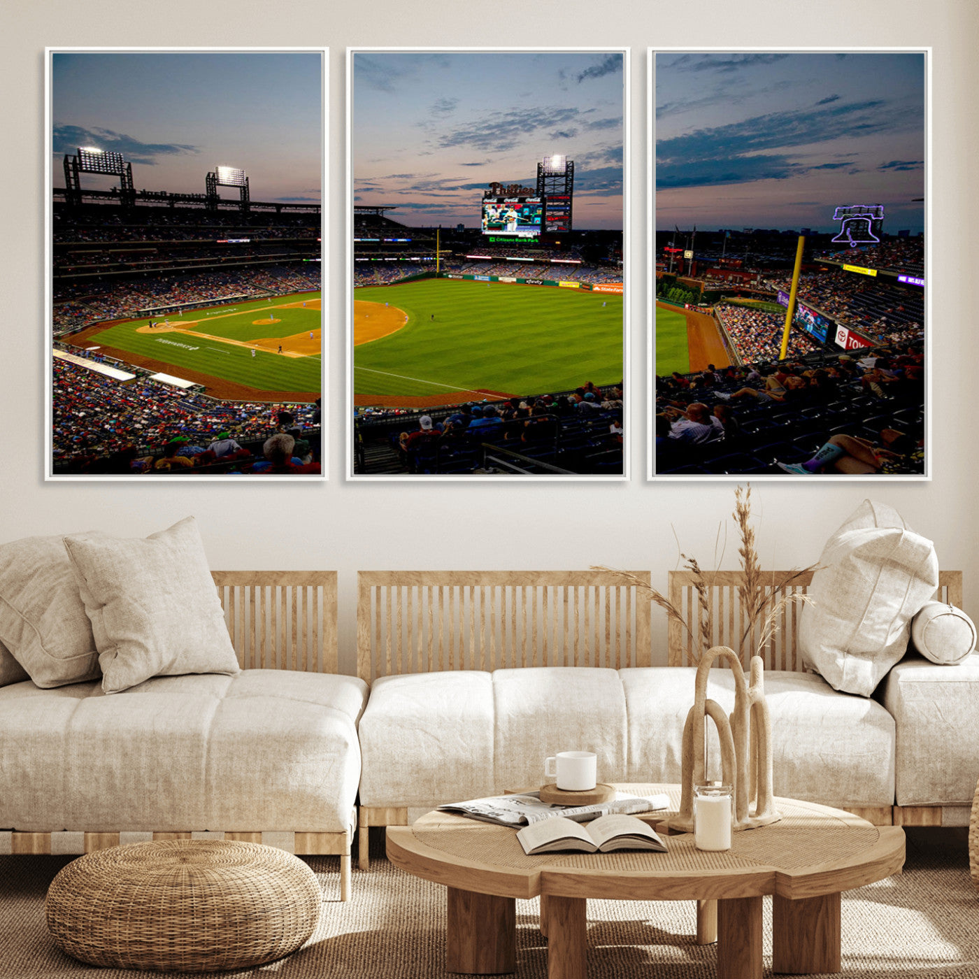 17415-MGV-CV-36X24-Philadelphia Phillies Stadium Wall Art Canvas Print, Framed Citizens Bank Park Art Picture Print, Phillies Stadium Field Perfect
