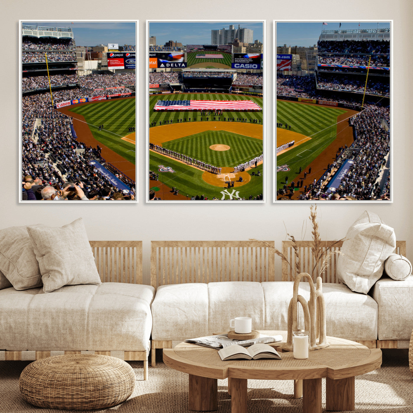 20879-MGV-CV-36X24-Yankee Stadium Wall Art Canvas Print, Framed New York Stadium Art Picture Print, Yankee Field Perfect Sport Room Decor Artwork