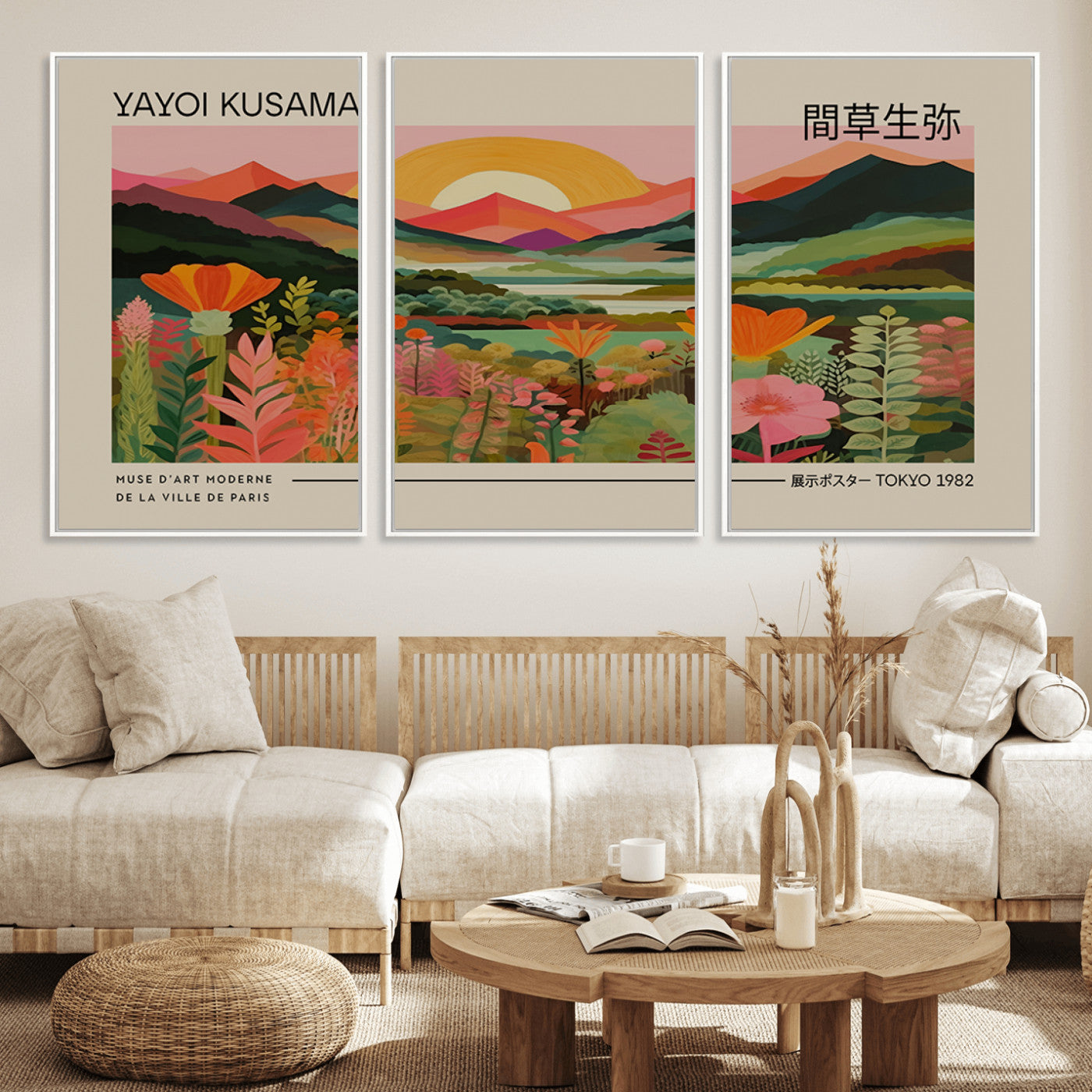 17753-MGV-CV-36X24-Floral Sunset Landscape Wall Art – Panoramic Nature Canvas Print, Vibrant Botanical Artwork for Living Room, Bedroom, Office, or