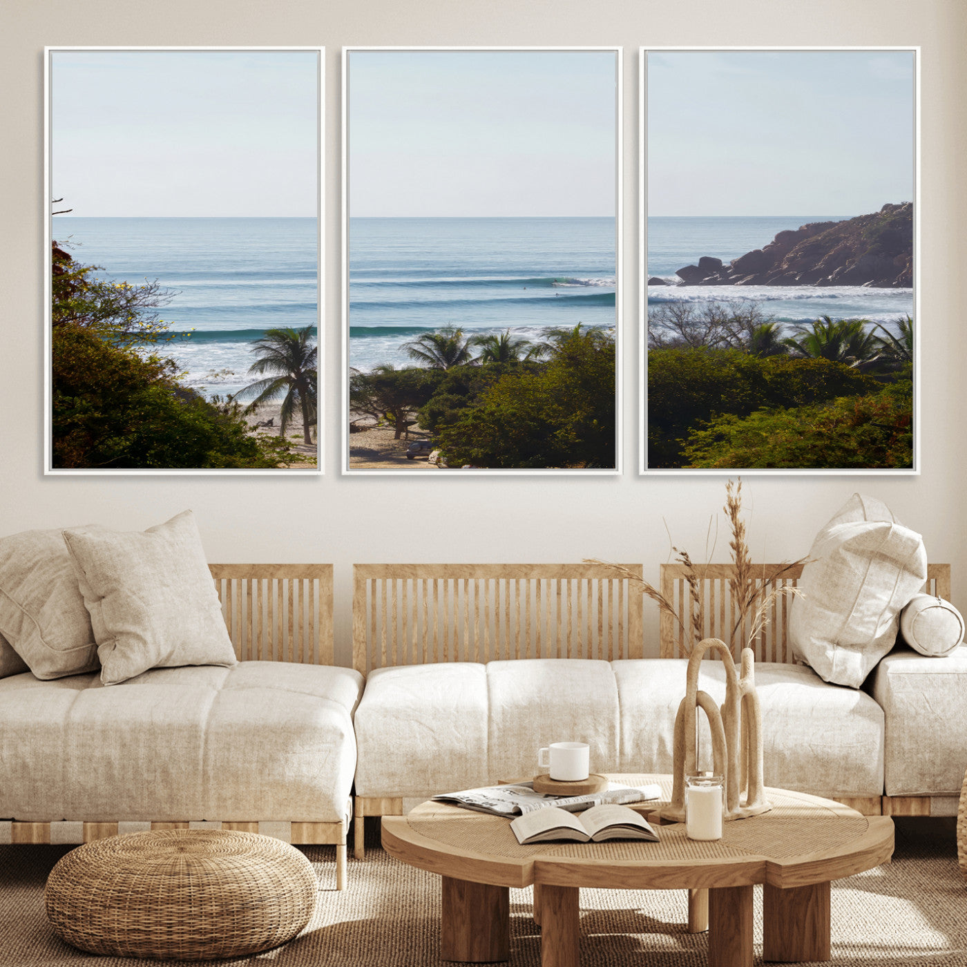 88336640-MGV-CV-36X24-Tropical Beach Scene Wall Art Canvas Print, Framed Coastal Photography Art Picture Print, Ocean Horizon Art Perfect Coastal Boho