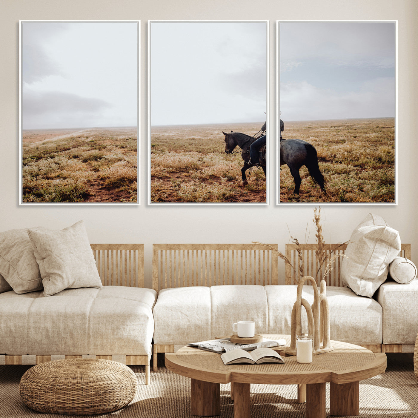 57597730-MGV-CV-36X24-Cowboy Wall Art Wall Art Canvas Print, Framed Western Canvas Art Picture Print, Rustic Ranch Scene Perfect Rustic Western Decor