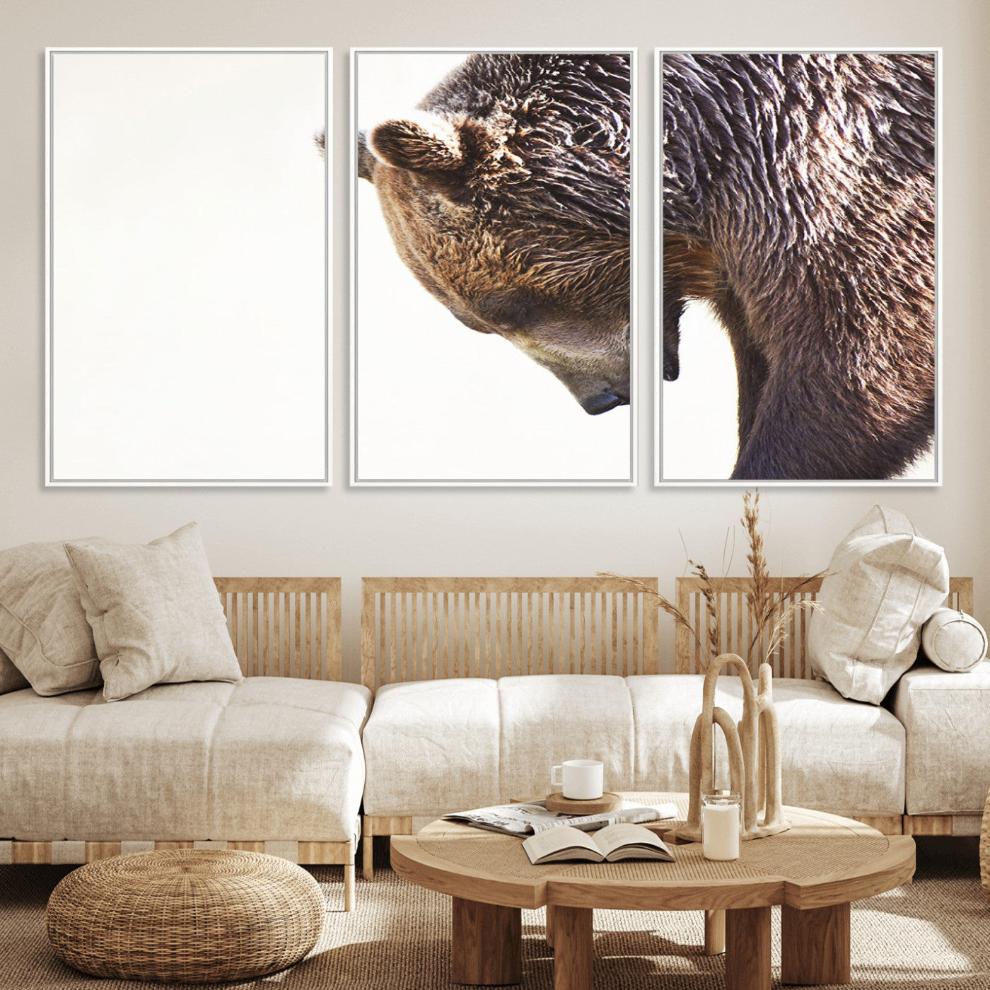 14405507-MGV-CV-36X24-Grizzly Bear Canvas Wall Art – Framed Wildlife Nature Decor, Large Brown Bear Profile Canvas Print for Living Room, Office, or