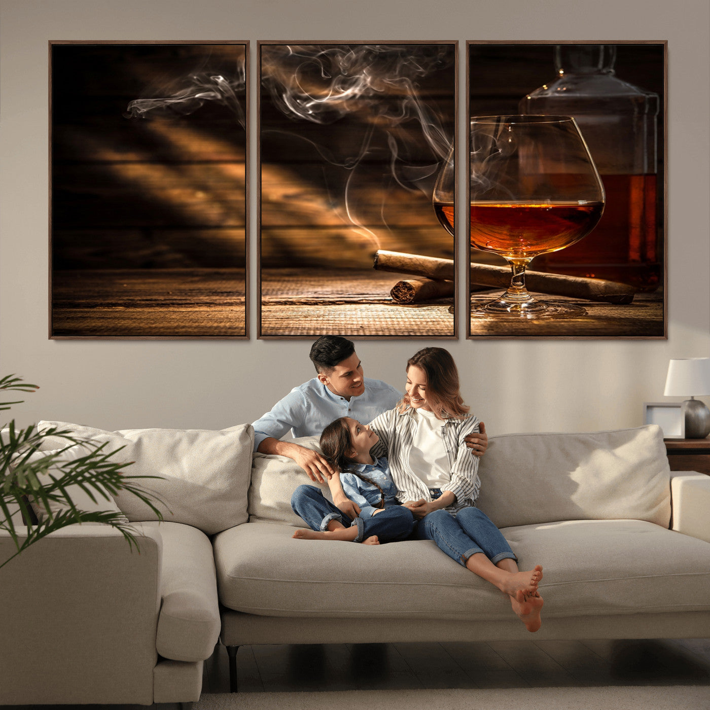 92305-MGV-CV-36X24-Whiskey & Cigar Wall Art – Moody Whiskey and Cigar Canvas Print, Sophisticated Bar or Home Lounge Decor for Office, Man Cave or