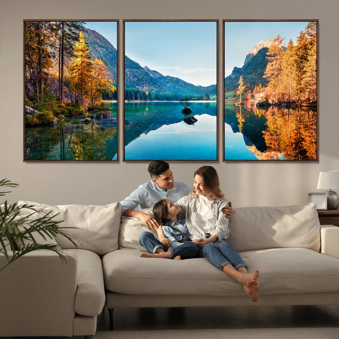 32962-MGV-CV-36X24-Mountain Lake Wall Art – Tranquil Autumn Landscape Canvas Print, Nature Reflection Decor for Living Room, Bedroom, Office or Cabin