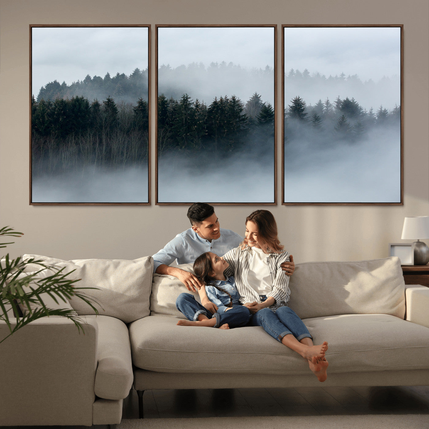 42596-MGV-CV-36X24-Misty Forest Wall Art – Atmospheric Pine Trees Canvas Print, Nature Landscape Decor for Living Room, Bedroom, Office, or Cabin