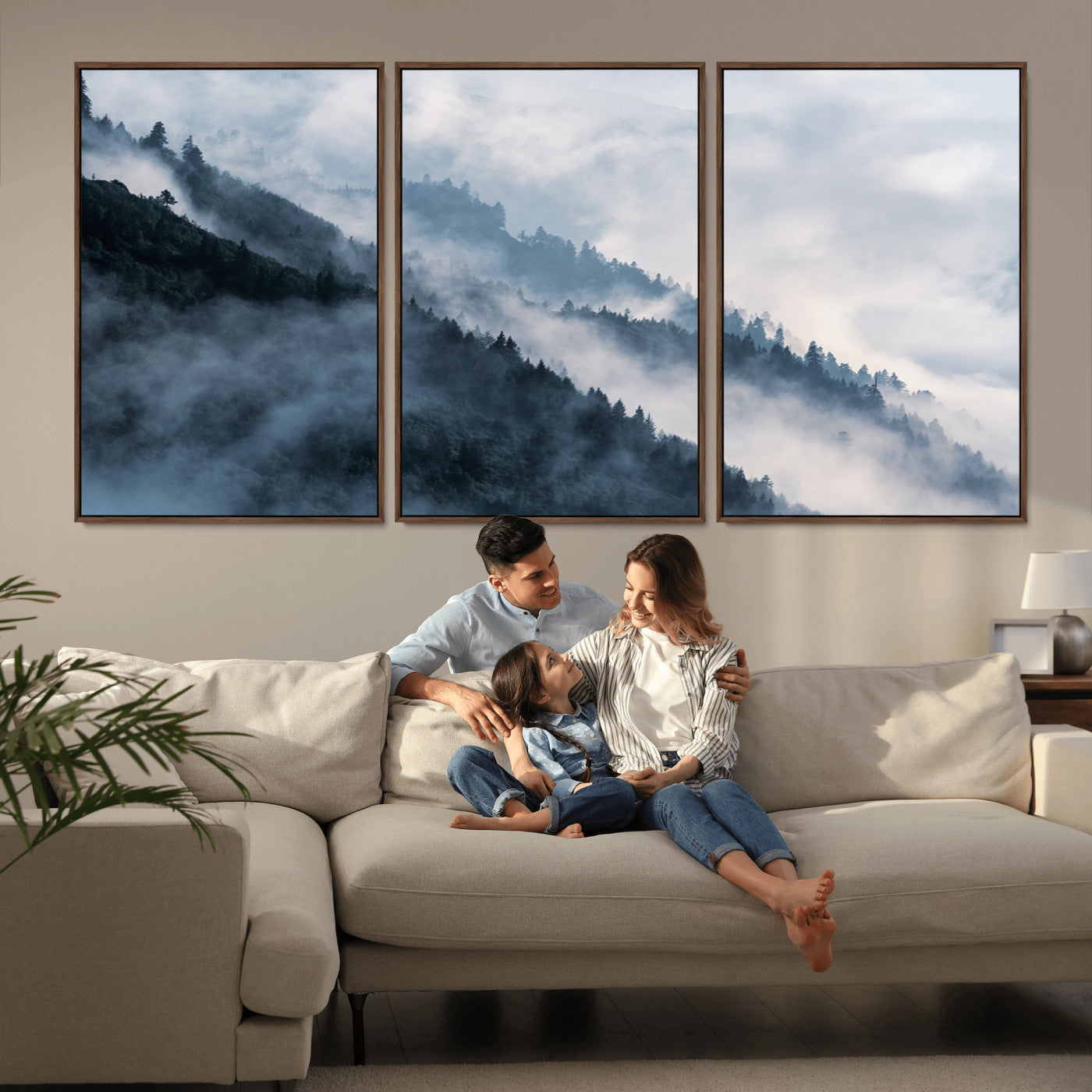 85737-MGV-CV-36X24-Misty Mountain Wall Art – Atmospheric Pine Forest Canvas Print with Fog and Mist, Calm Nature Decor for Living Room, Bedroom,