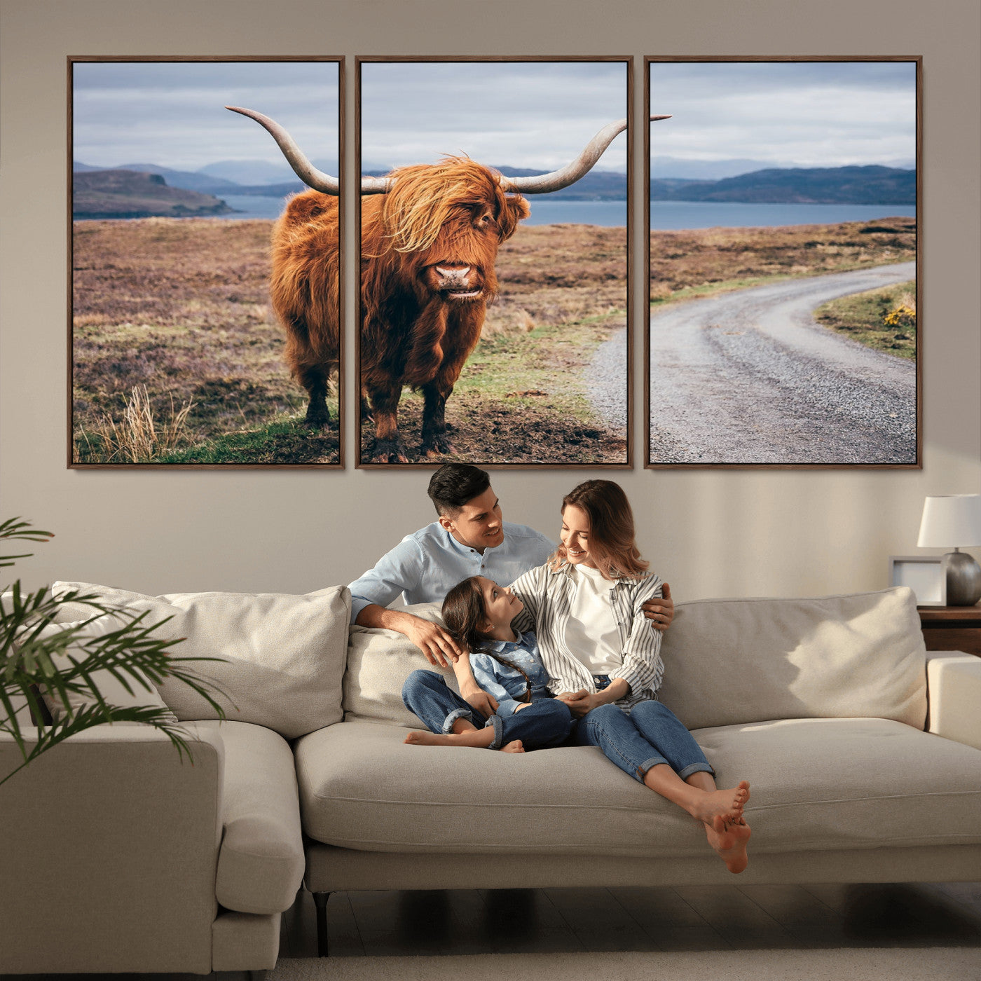 56121-MGV-CV-36X24-Rustic Highland Cow Wall Art – Panoramic Nature Canvas Print, Perfect Decor for Home, Office, Living Room or Man Cave