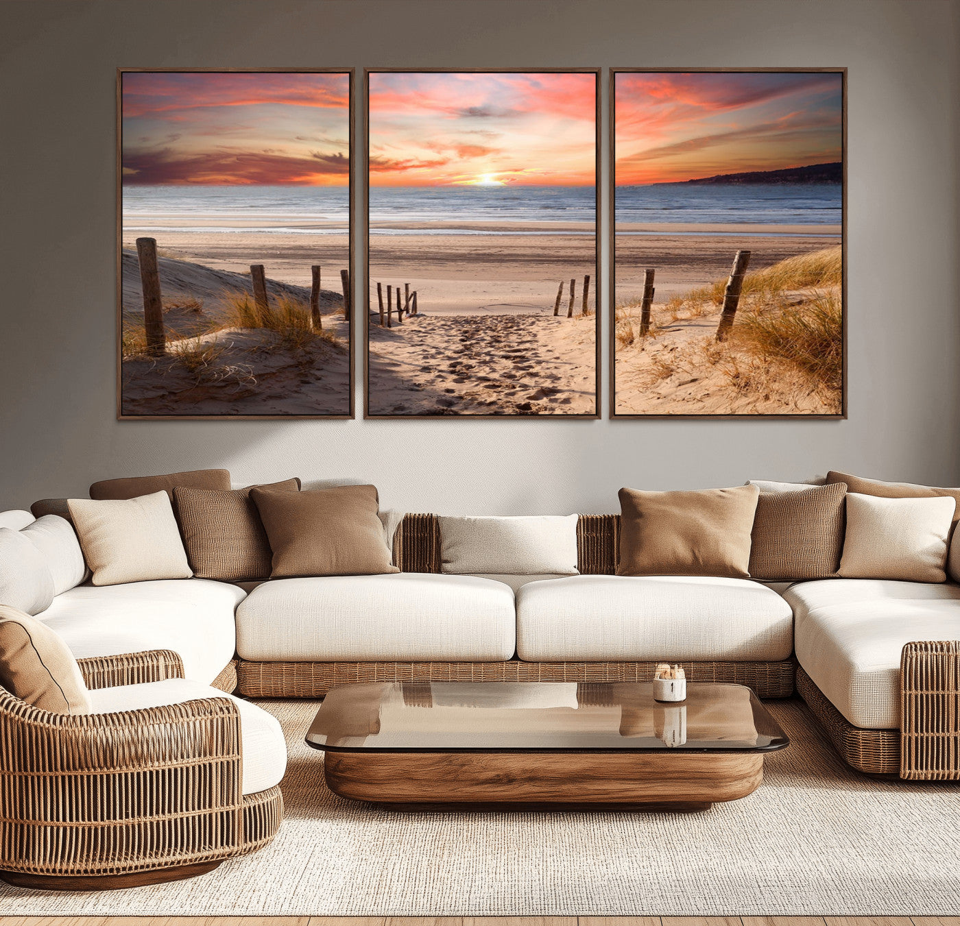 78111-MGV-CV-36X24-Sunset Pathway Wall Art – Panoramic Coastal Canvas Print, Tranquil Beach Decor for Living Room, Office or Bedroom