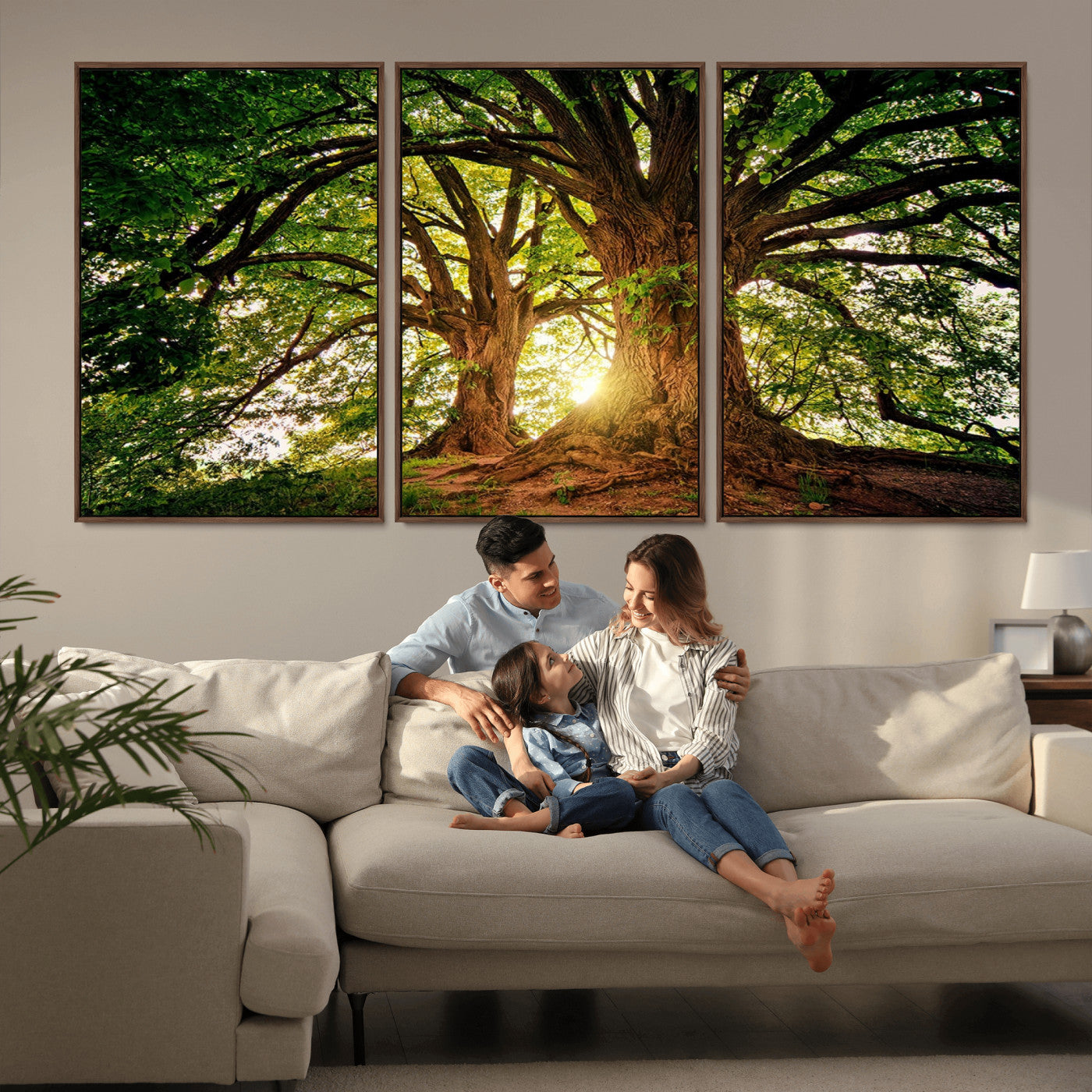 52150-MGV-CV-36X24-Majestic Tree Wall Art – Large Nature Canvas Print with Sunlight Through Branches, Rustic Forest Decor for Living Room, Bedroom or