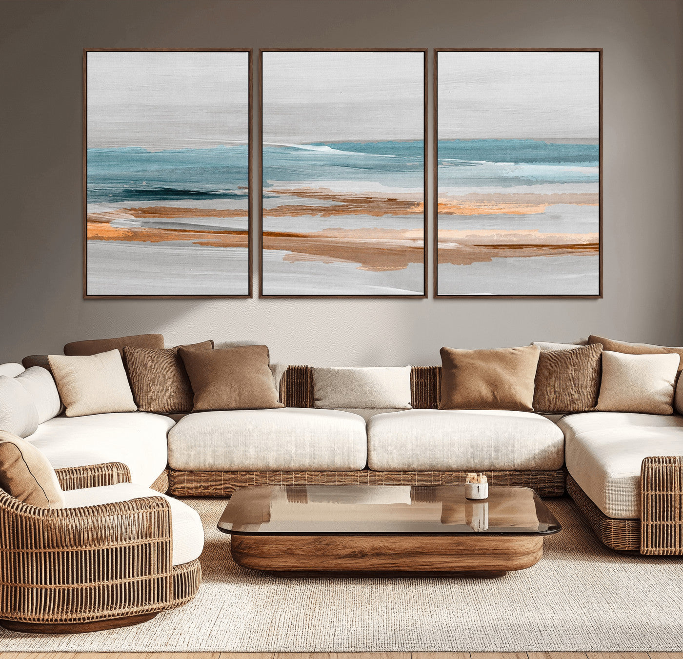 23430-MGV-CV-36X24-Abstract Coastal Wall Art – Modern Ocean Horizon Canvas Print, Minimalist Beach Scene Painting for Bedroom, Living Room, Office or