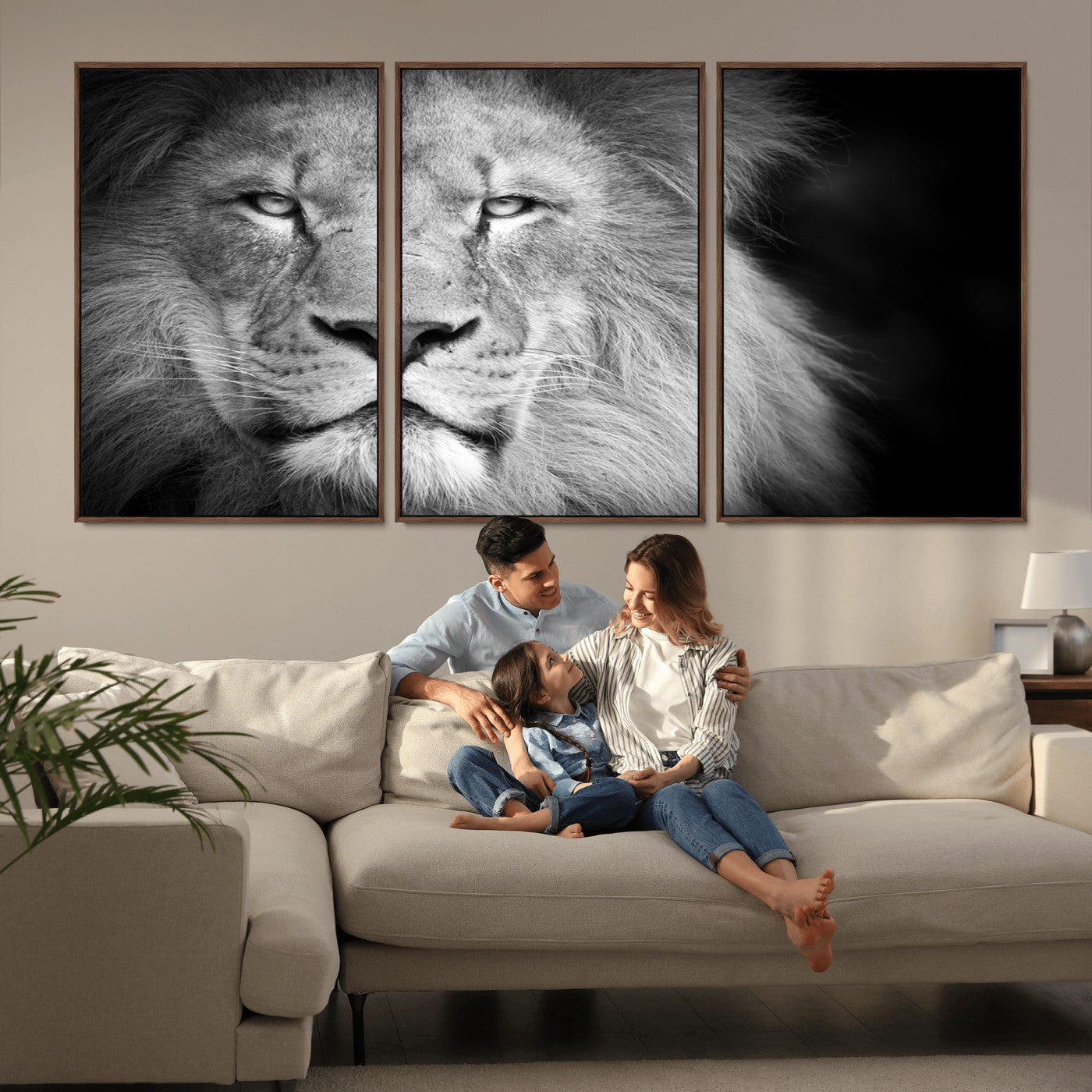 94453-MGV-CV-36X24-Lion Portrait Wall Art – Black and White King of the Jungle Canvas Print, Safari Wildlife Decor for Office, Bedroom, or Living