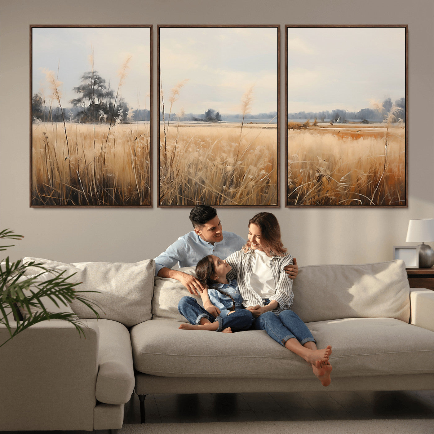 38193-MGV-CV-36X24-Golden Meadow Wall Art – Serene Grassland Landscape Canvas Print, Rustic Nature Decor for Bedroom, Living Room or Farmhouse