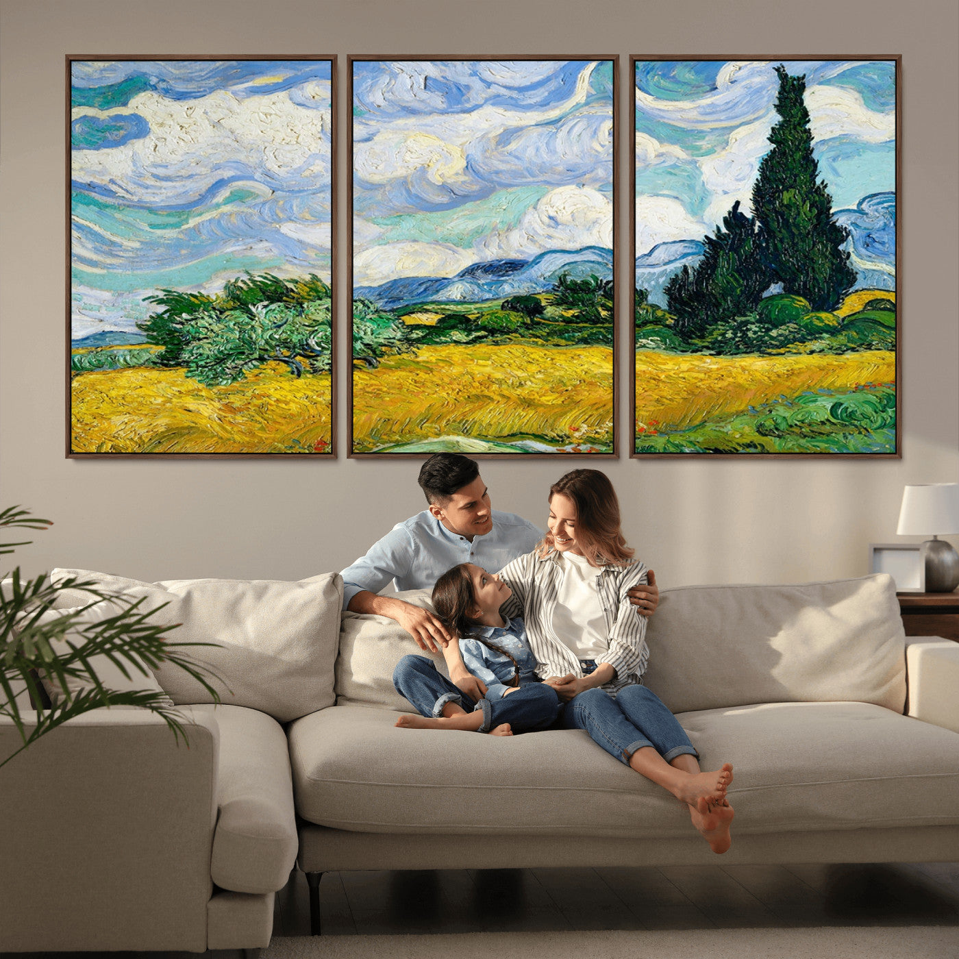 97252-MGV-CV-36X24-Wheat Field with Cypress – Van Gogh Wall Art, Impressionist Landscape Canvas Print, Rustic Home Decor for Living Room or Office